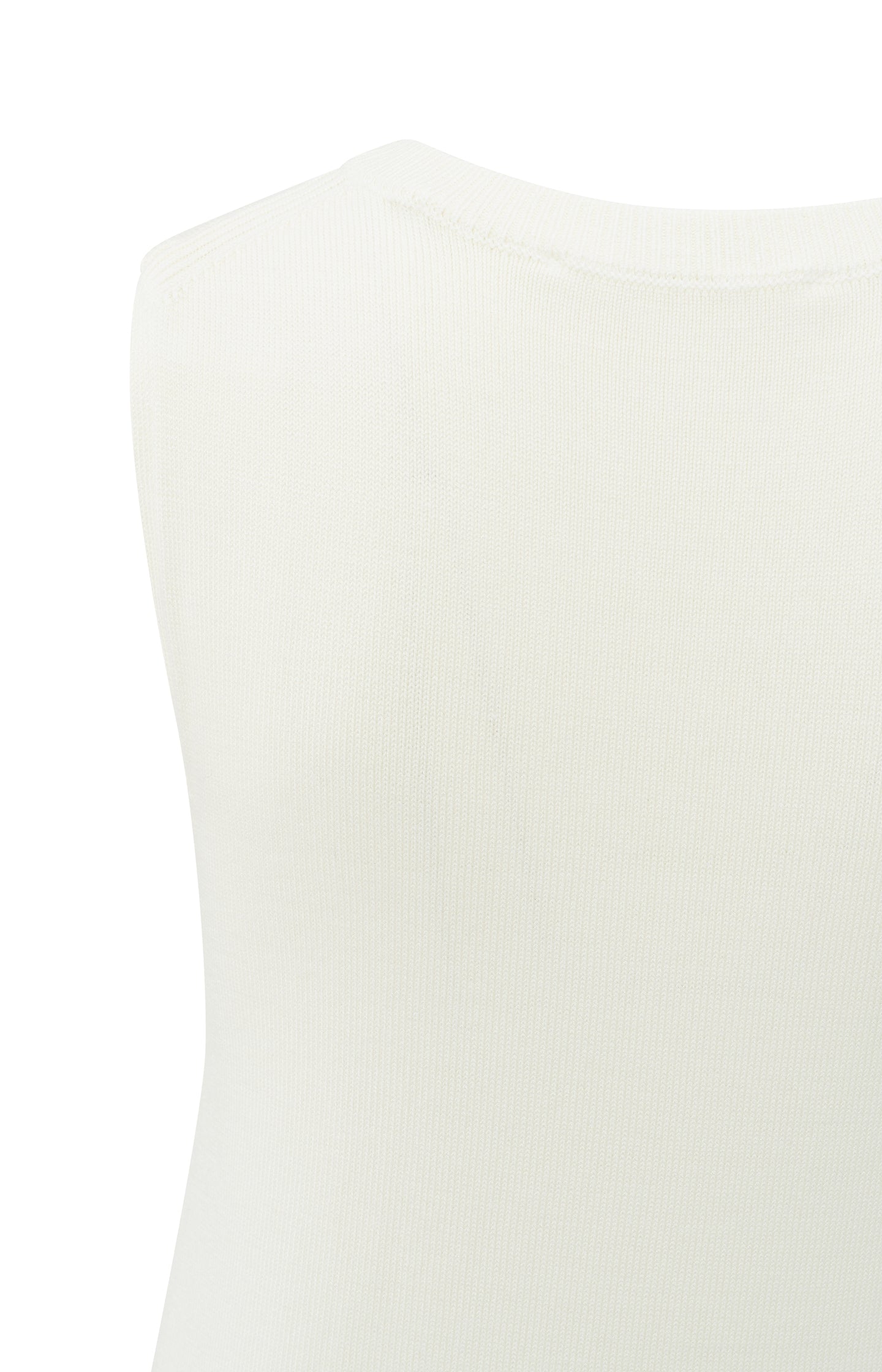 Off White mouwloze trui met knoopdetail in de taille en ronde hals - YAYA