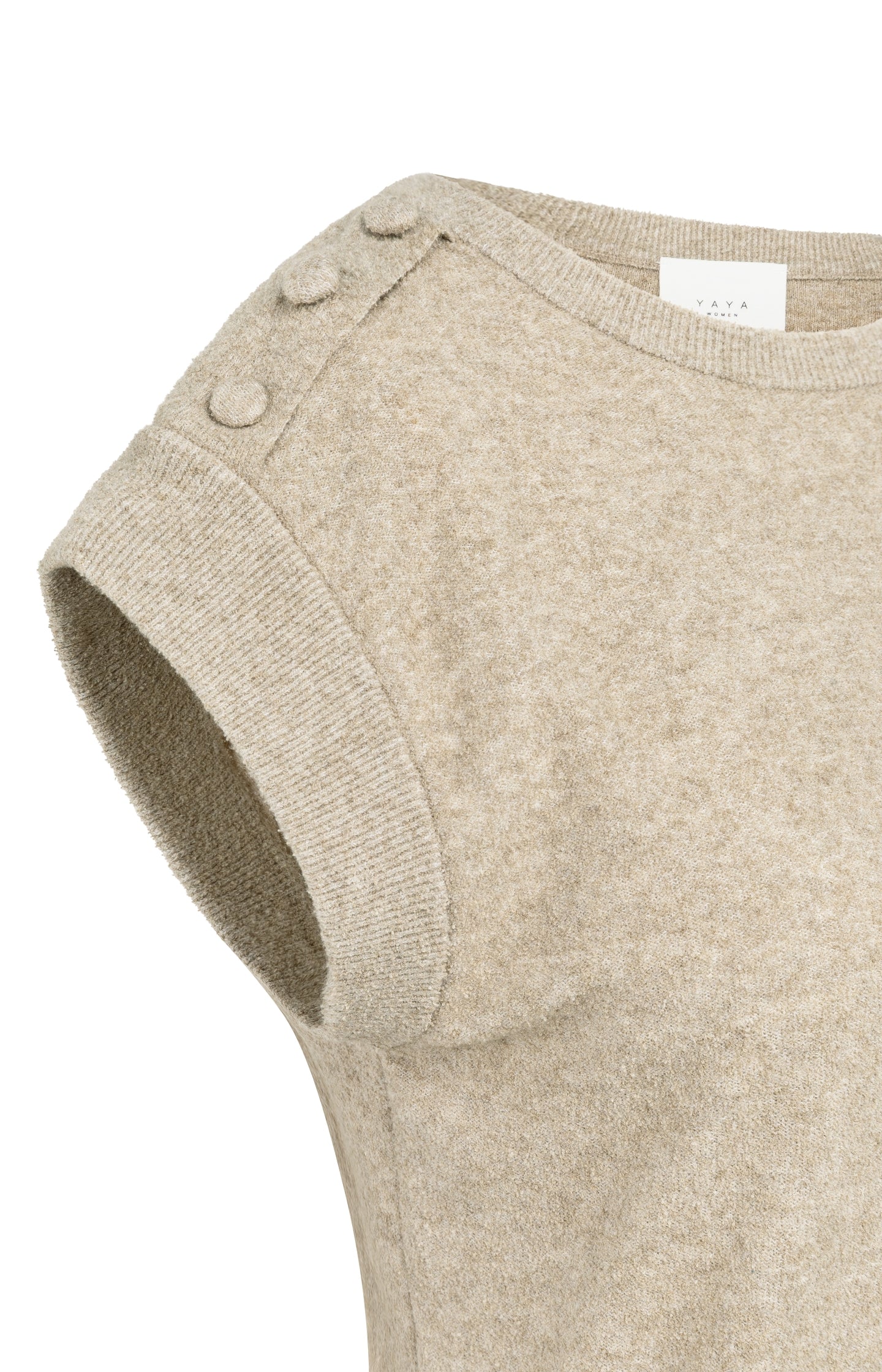 Ärmelloser Pullover mit Zierknöpfen an den Schultern