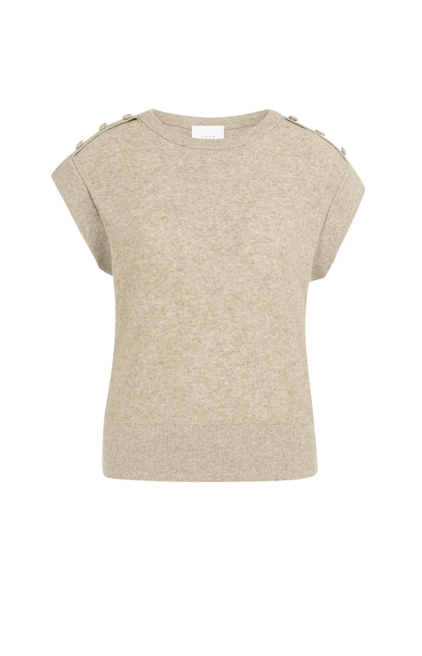Ärmelloser Pullover mit Zierknöpfen an den Schultern