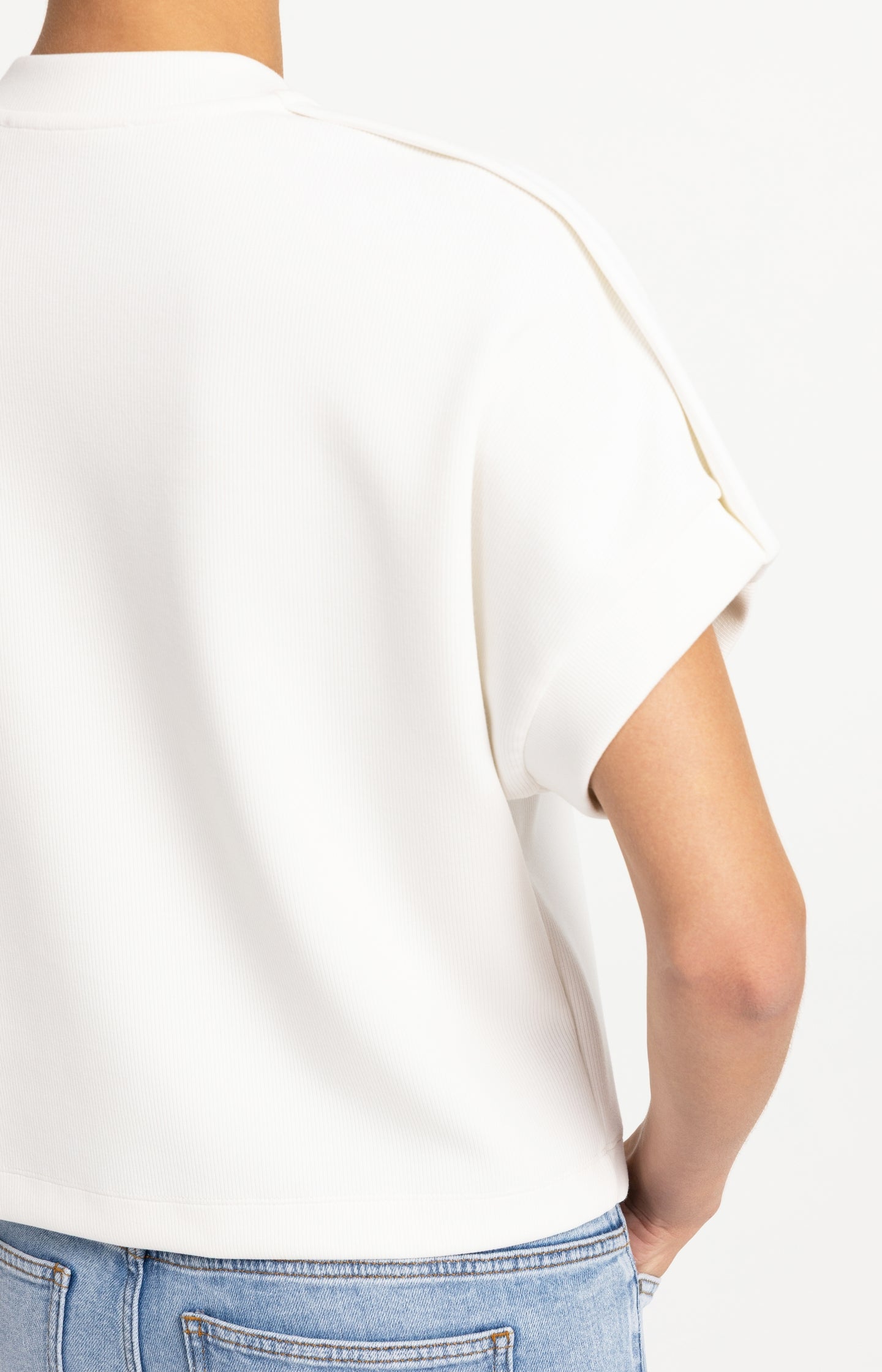 Sleeveless sweatshirt with pleated shoulder detail