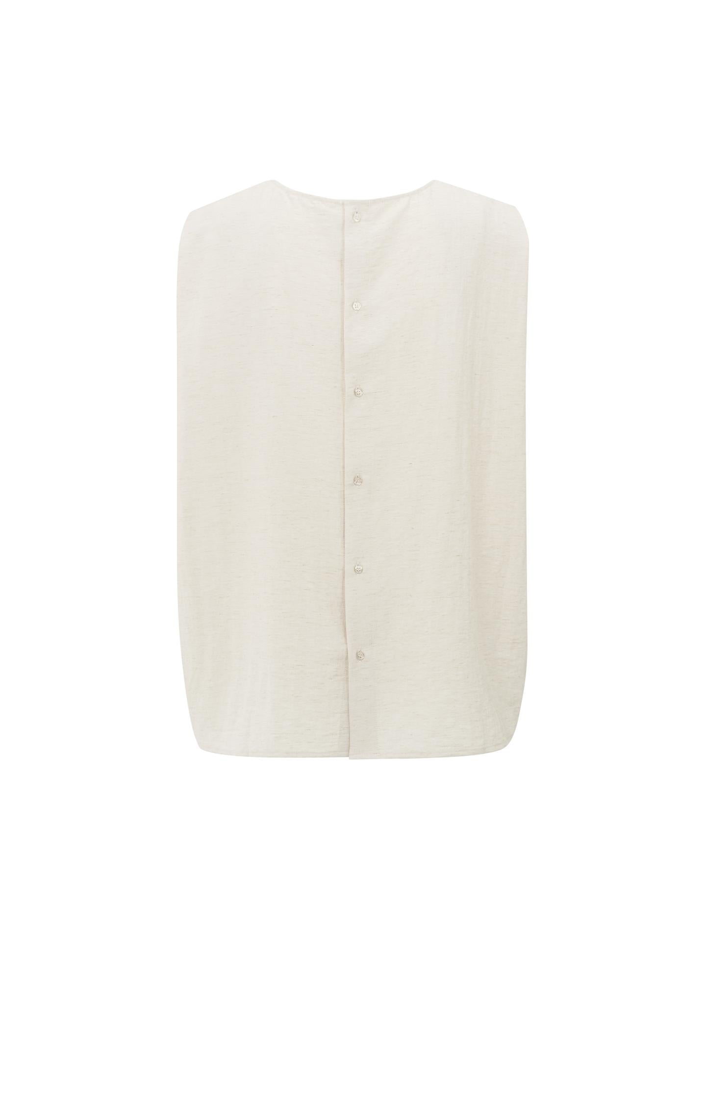 Sleeveless top with button closure on back