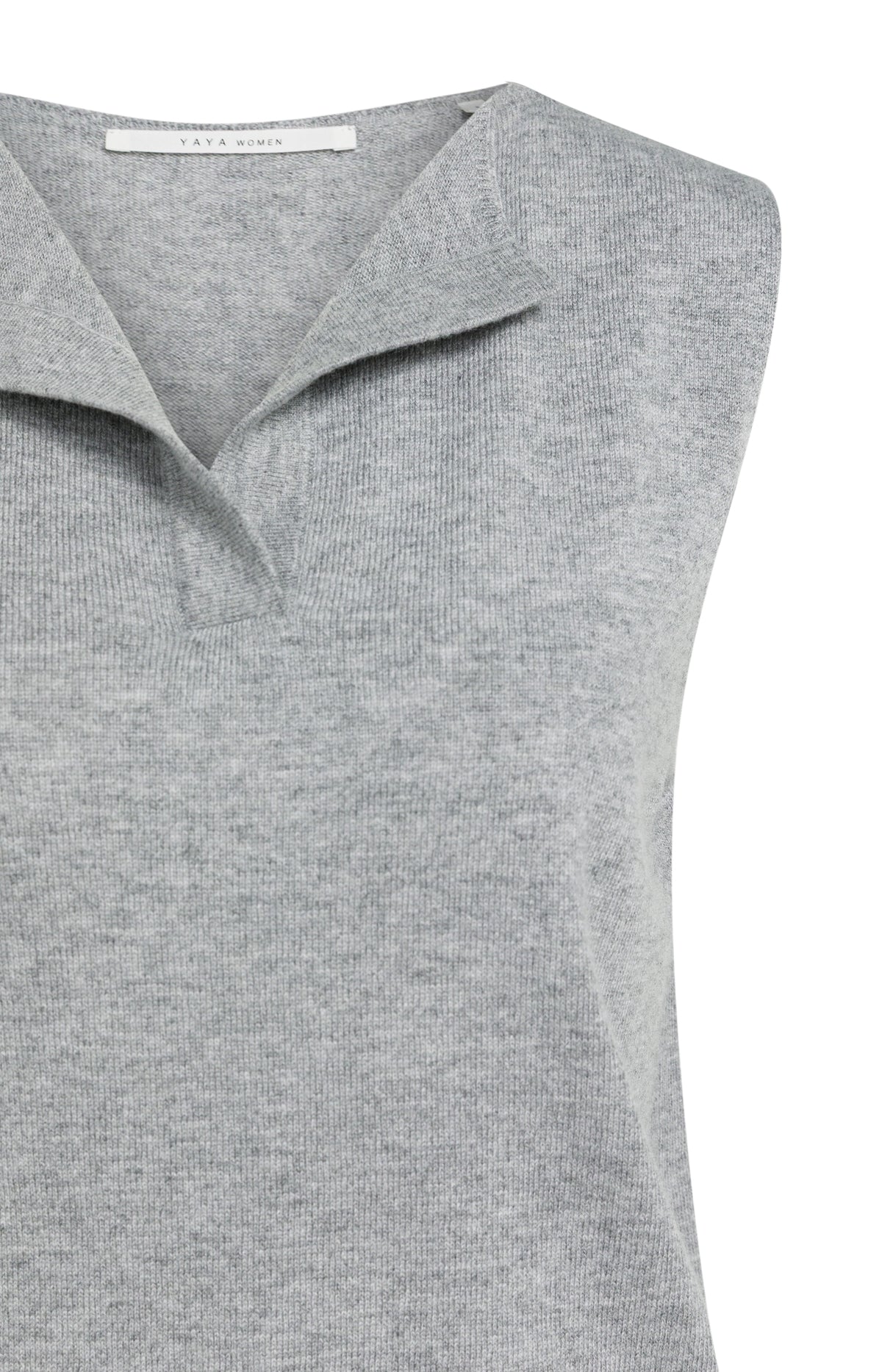 Sleeveless top with open collar - Grey