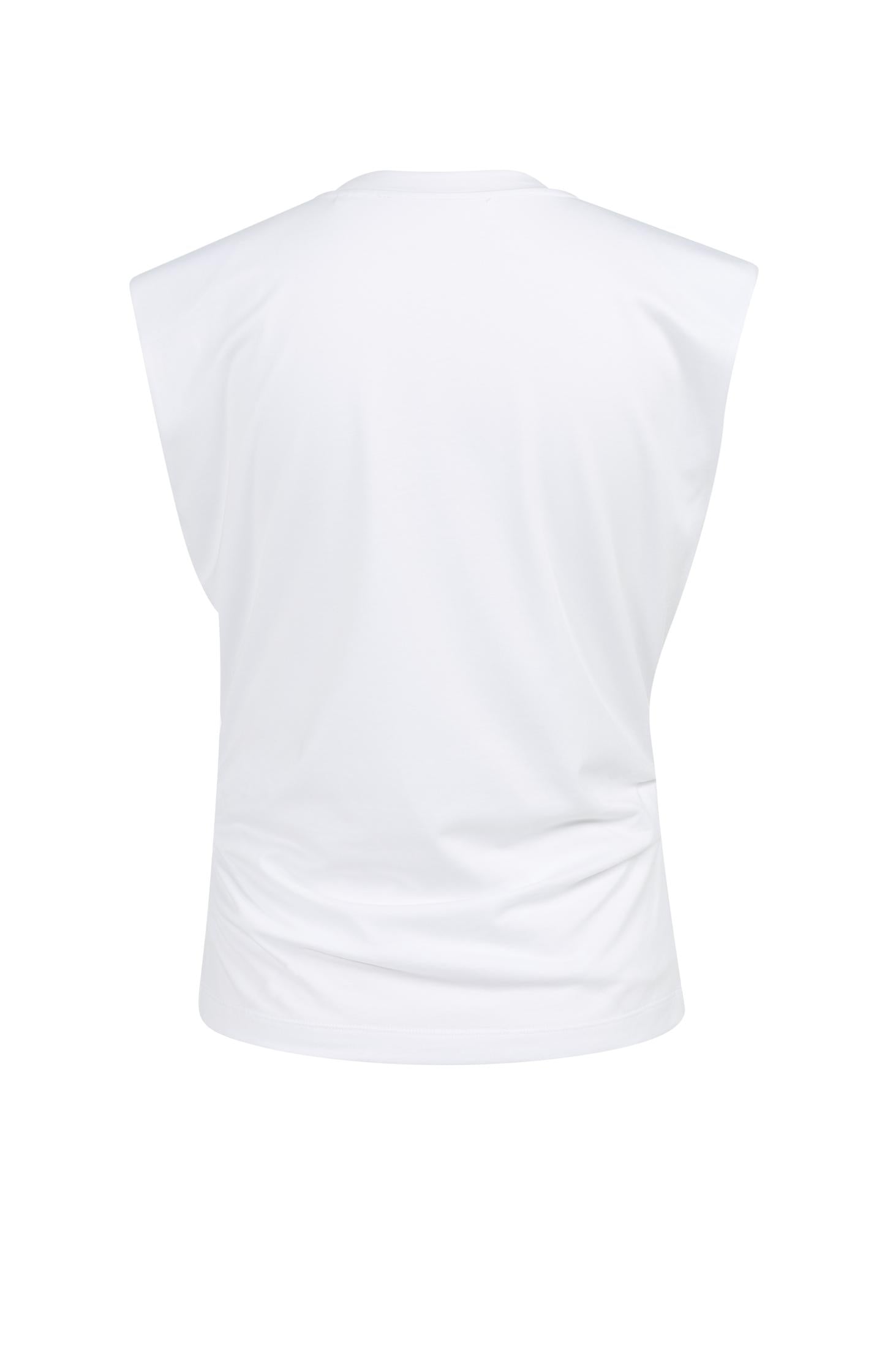 Sleeveless top with pleated sideseams