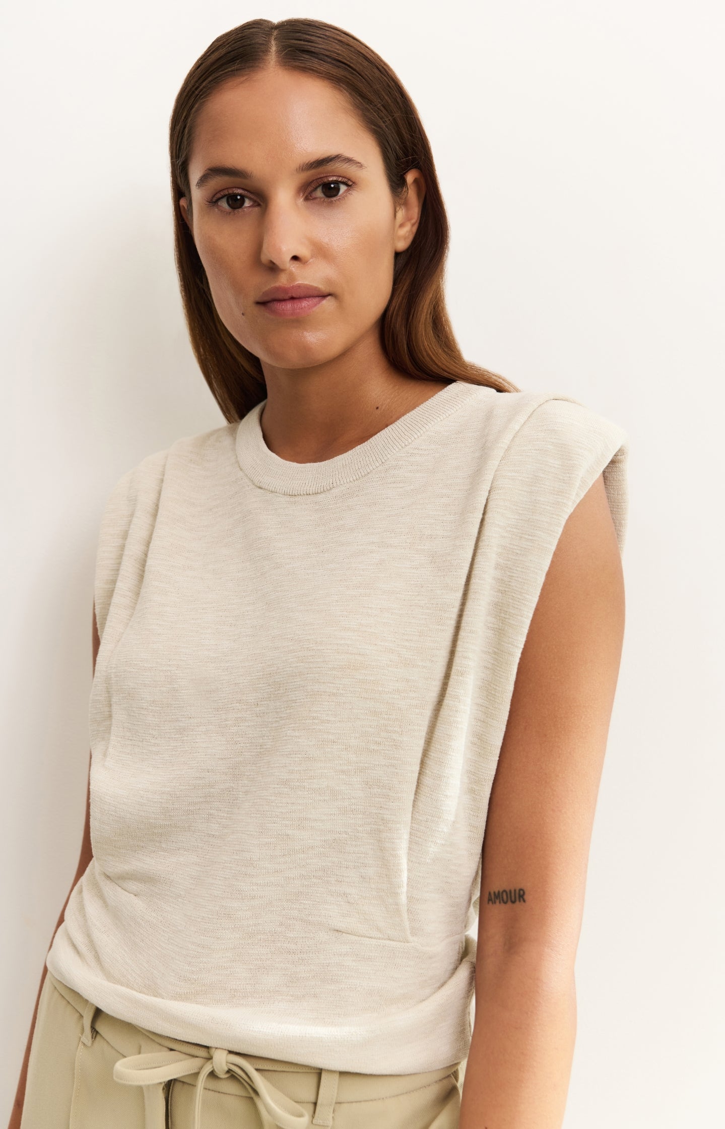 Sleeveless top with shoulder details