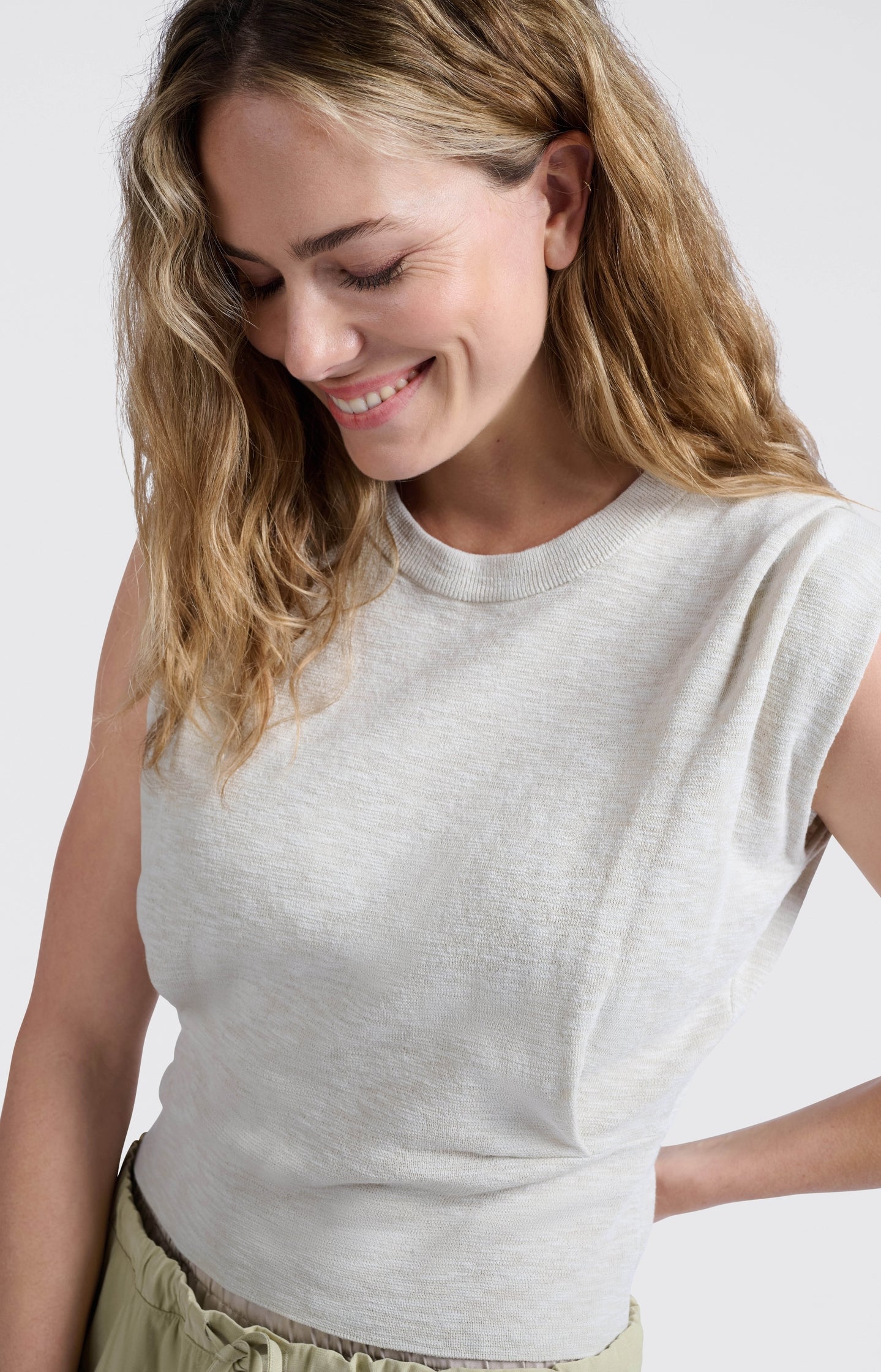 Sleeveless top with shoulder details