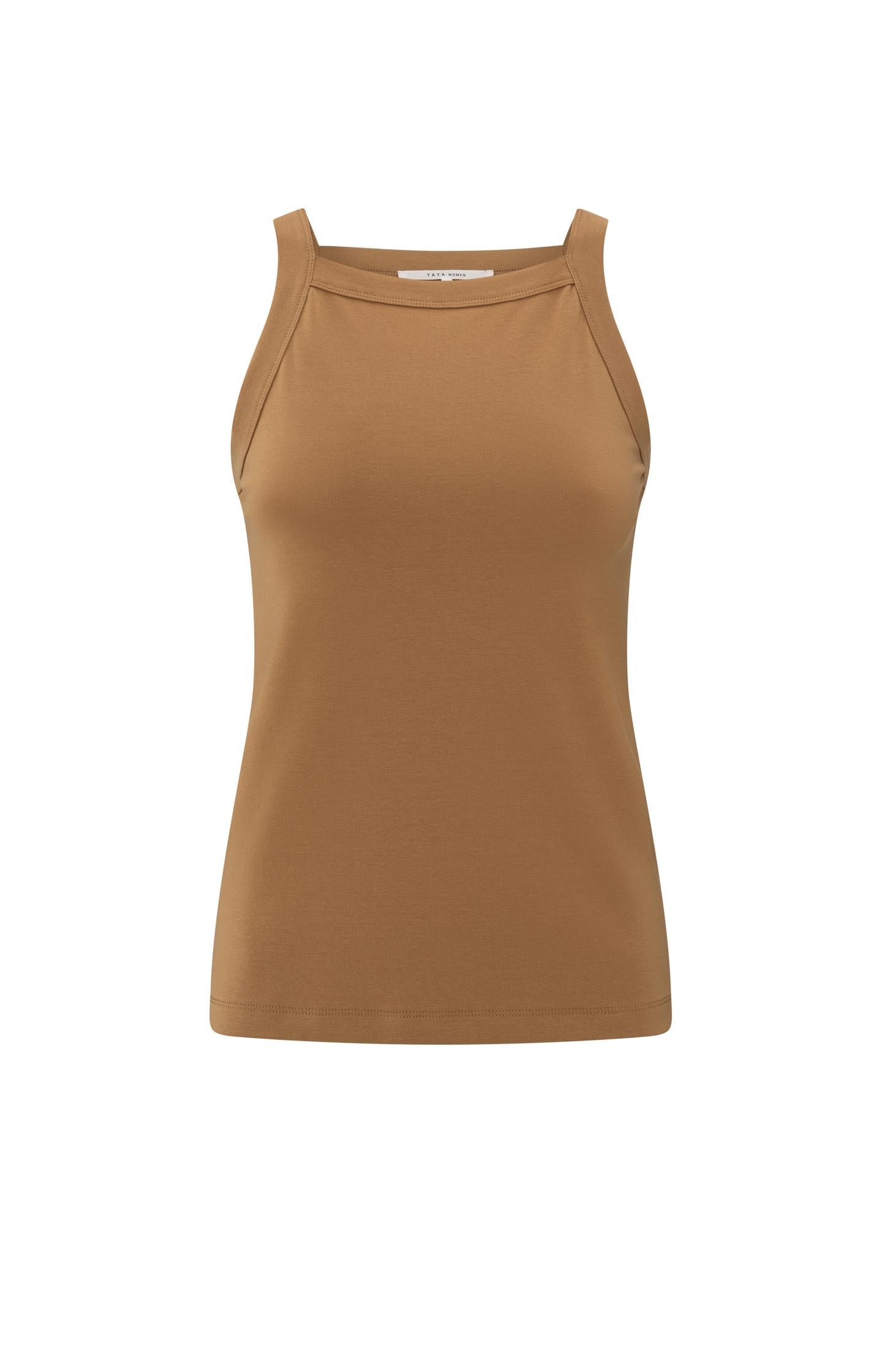 Sleeveless top with straight neckline and fitted fit - Type: product
