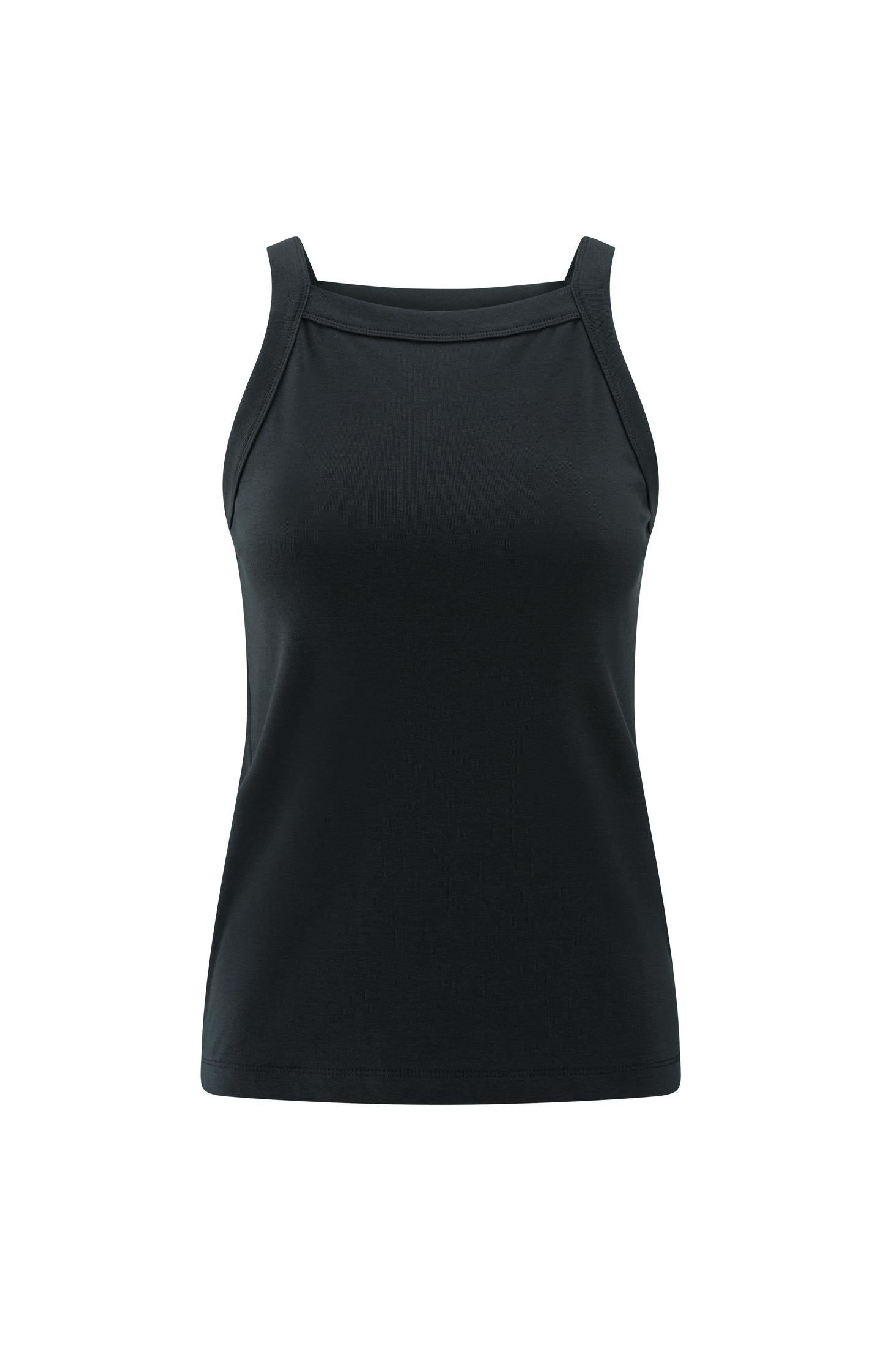 Sleeveless top with straight neckline and fitted fit - Type: product