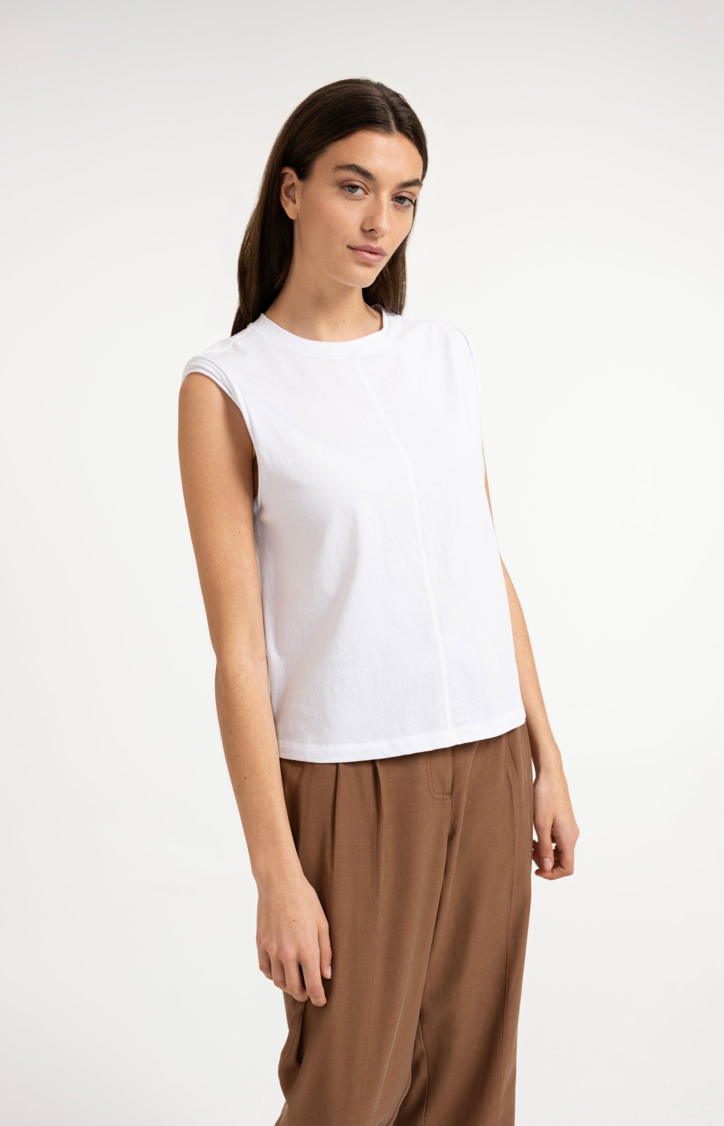 Sleeveless top with subtle sleeve details