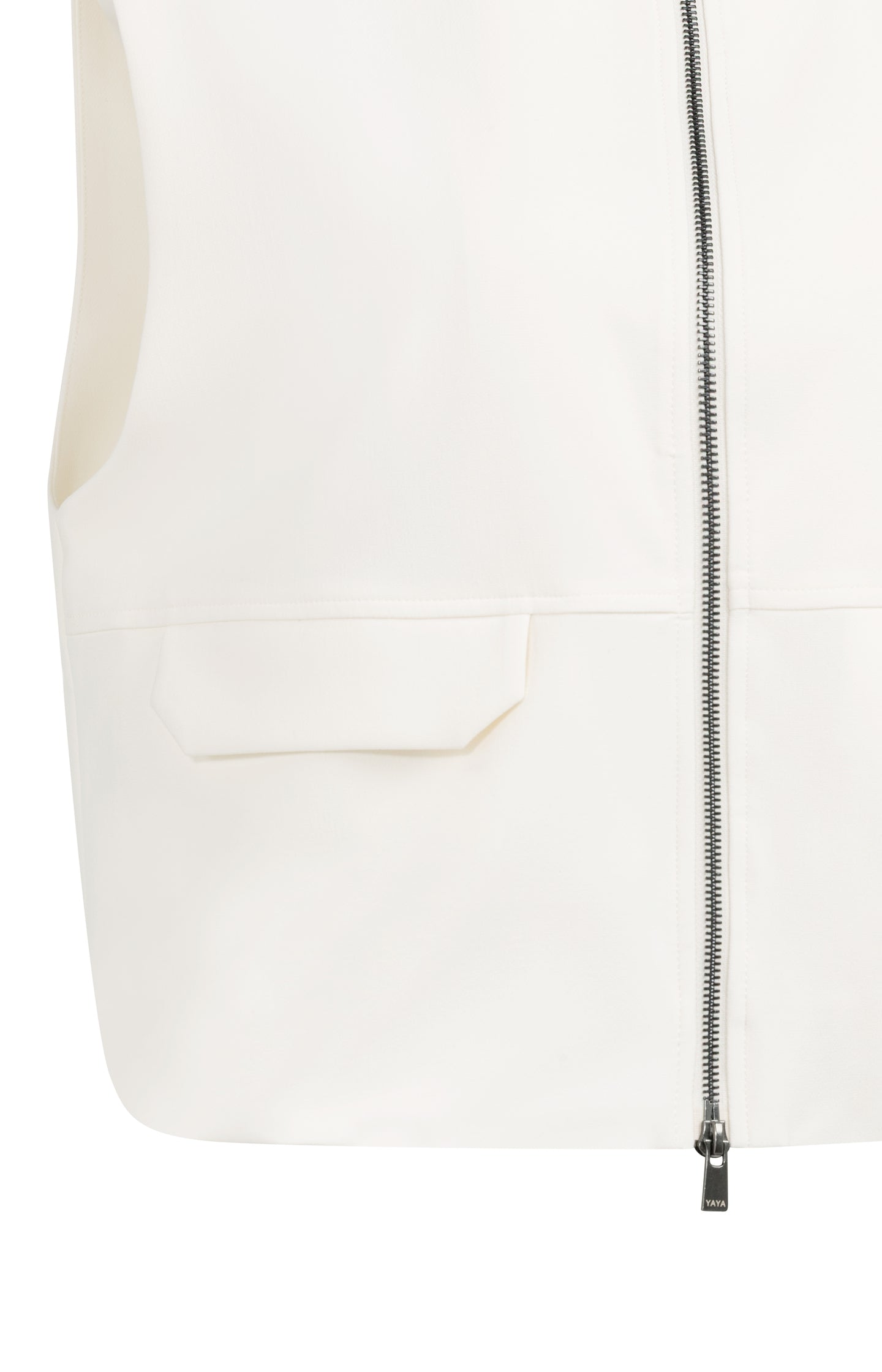Sleeveless woven jacket with balloon-shaped hem