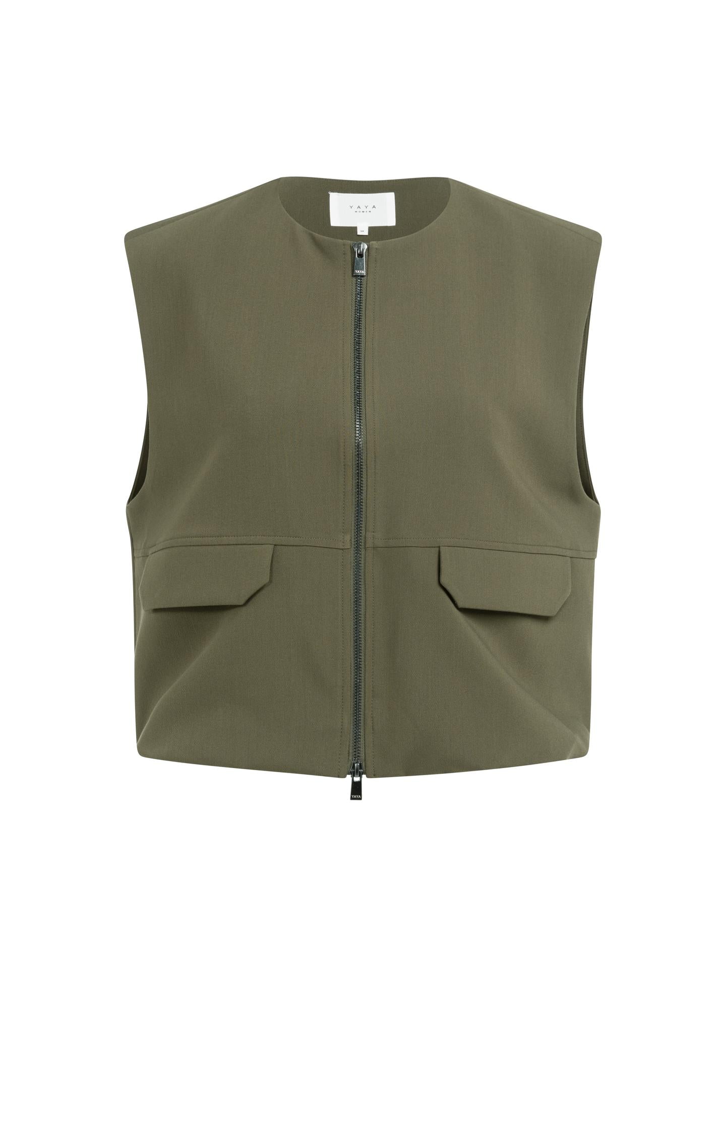 Sleeveless woven jacket with balloon-shaped hem - Type: product