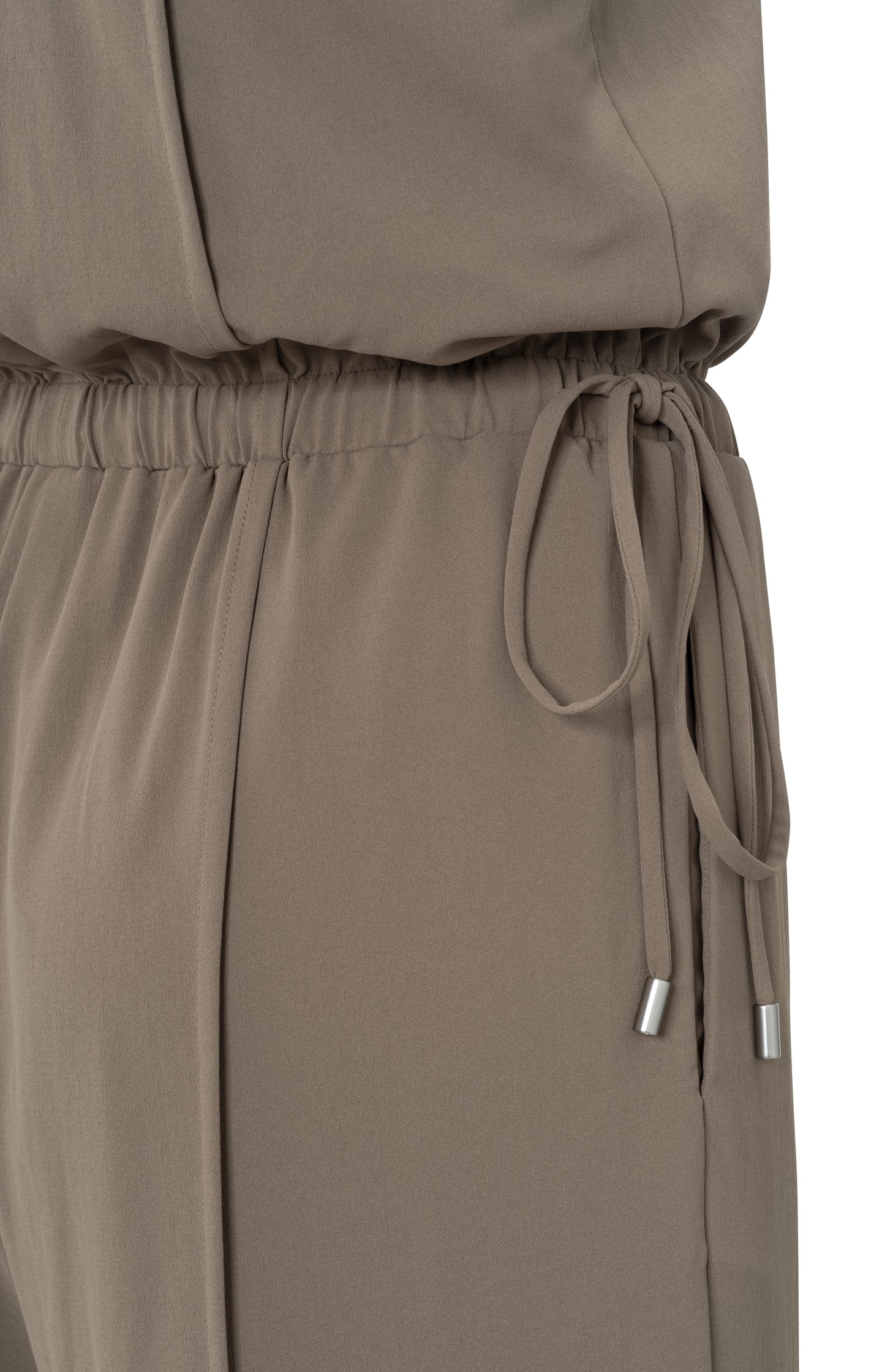 Sleeveless woven jumpsuit with cord detail