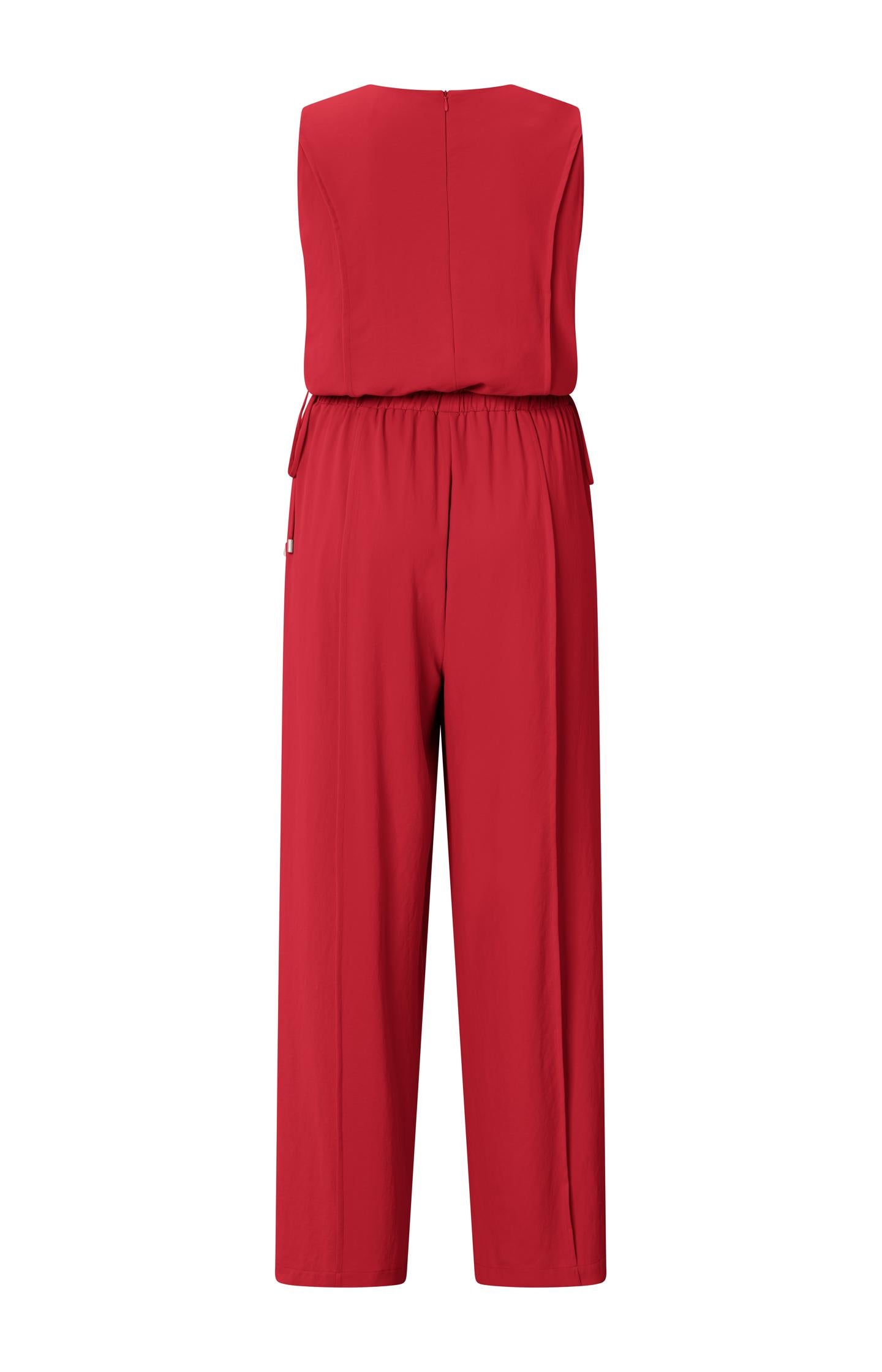 Sleeveless woven jumpsuit with cord detail