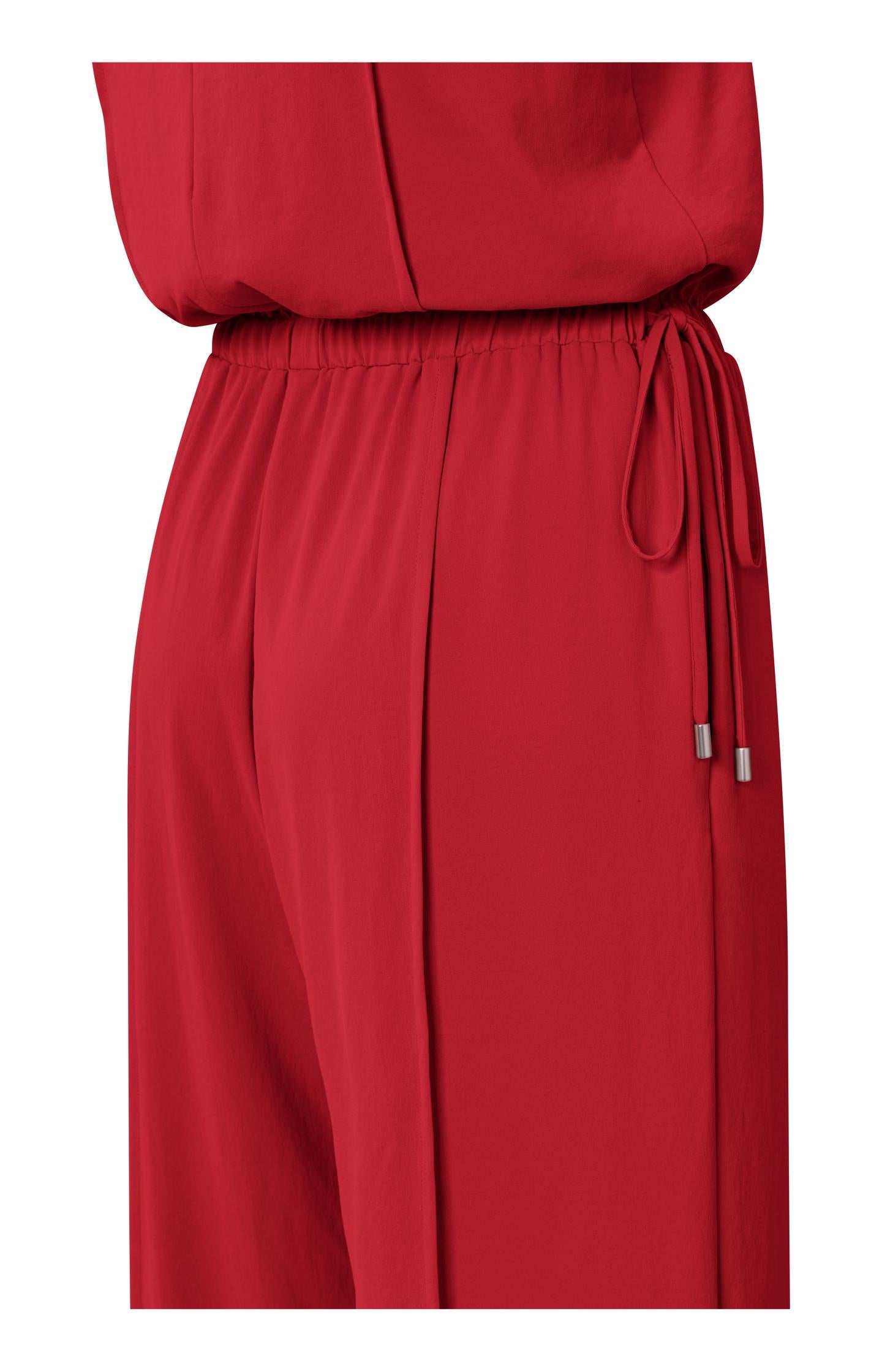 Sleeveless woven jumpsuit with cord detail