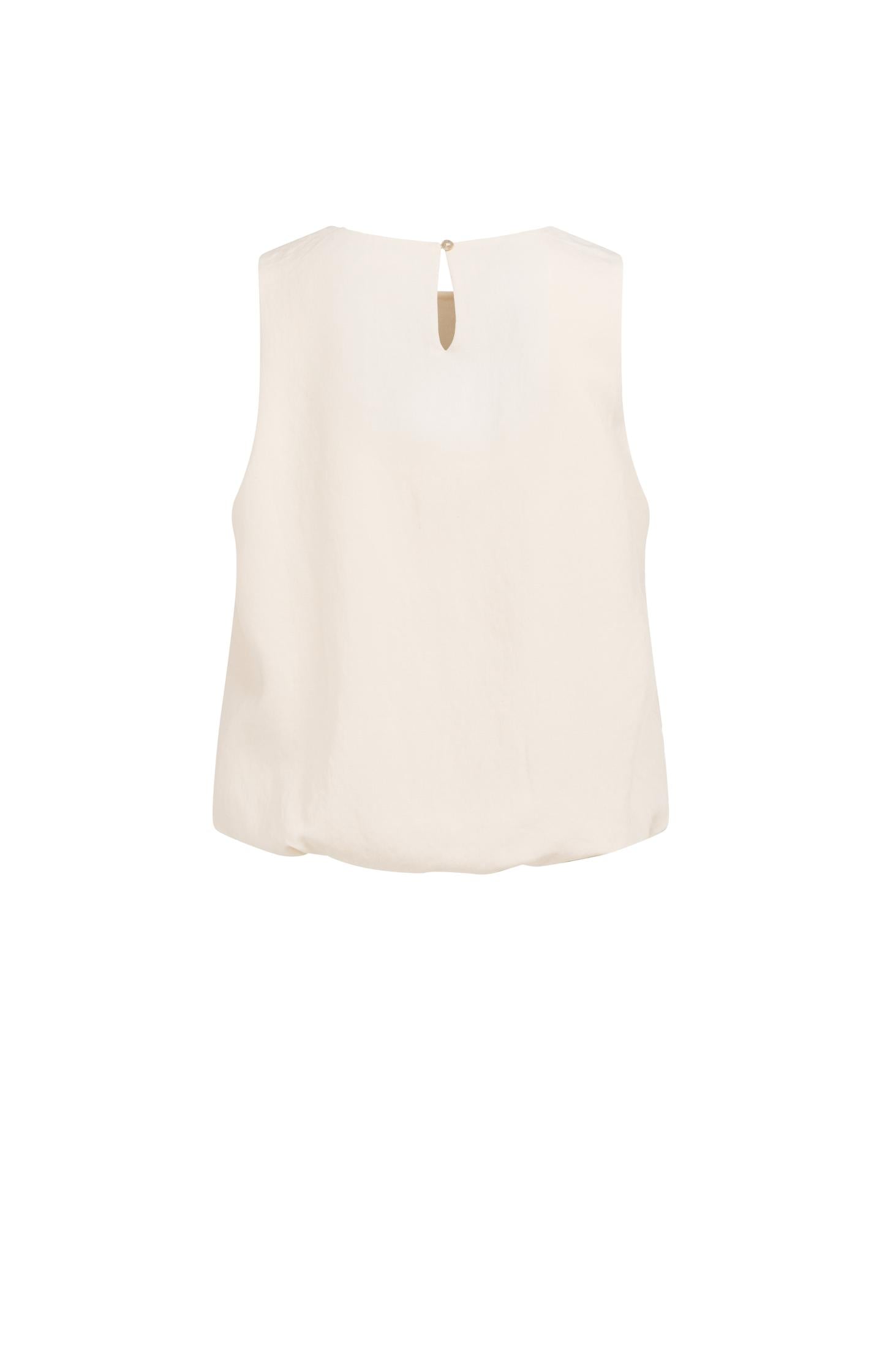 Sleeveless woven top with balloon hem