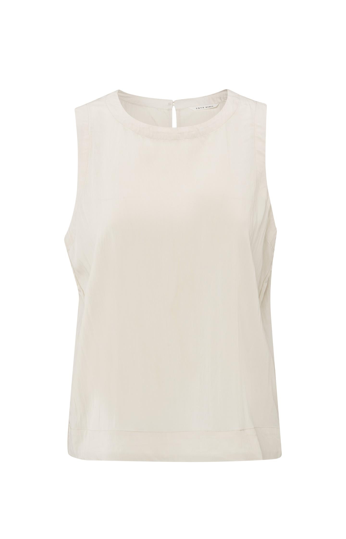 Sleeveless woven top with round neckline - Type: product