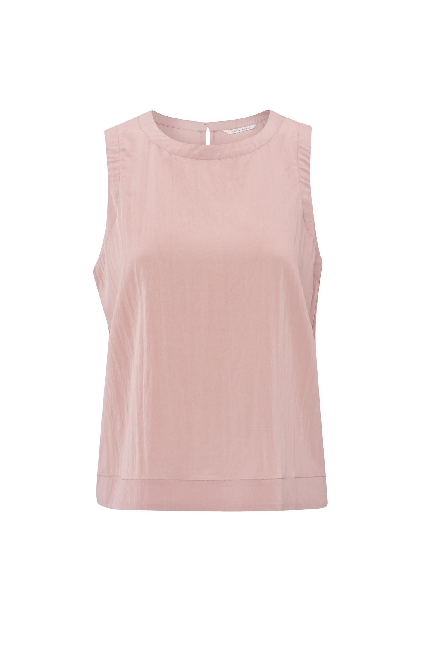 Sleeveless woven top with round neckline - Type: product