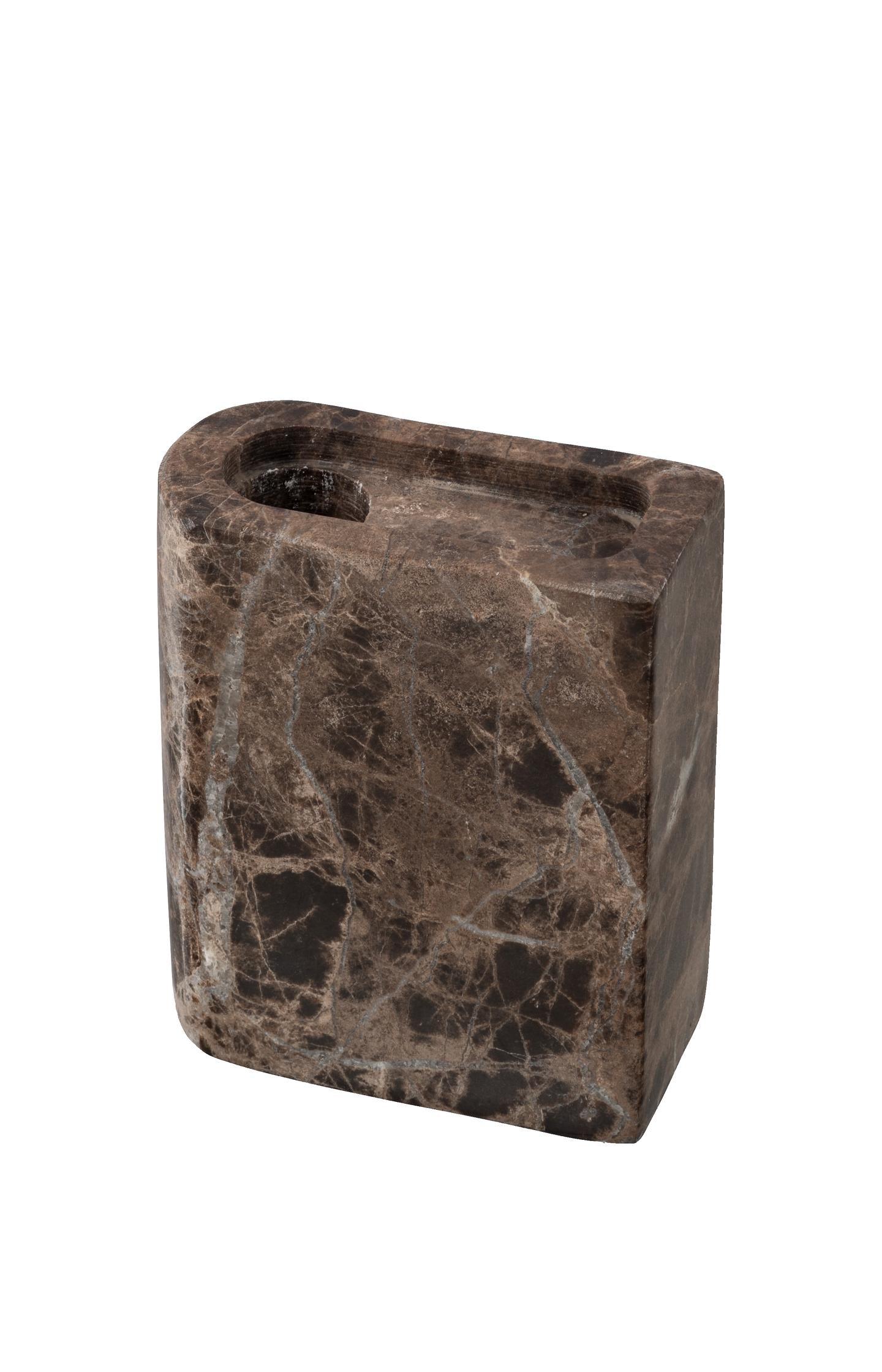 Small rectangular marble candle holder