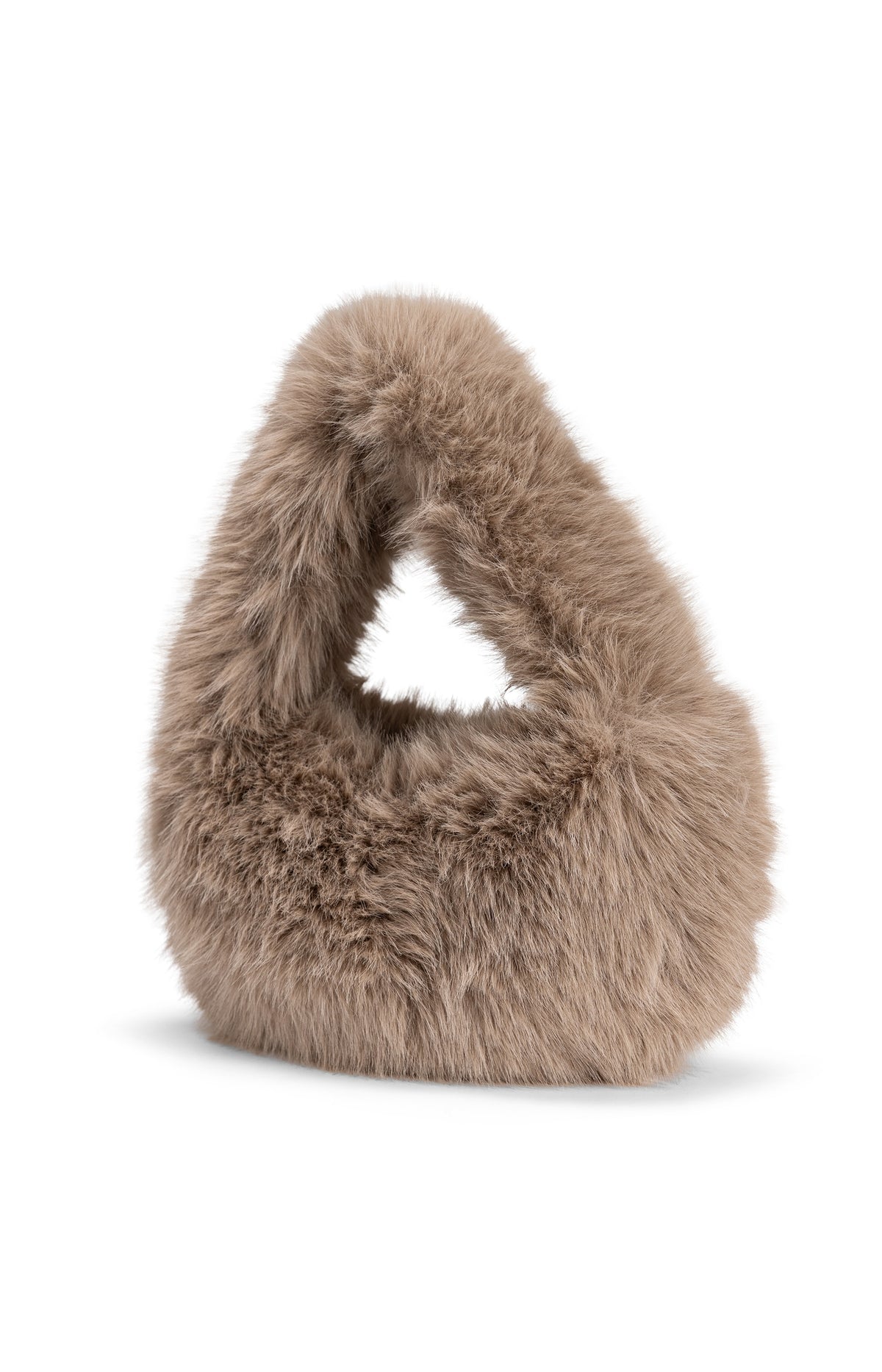 Petit sac rond en fausse fourrure - Otter Brown