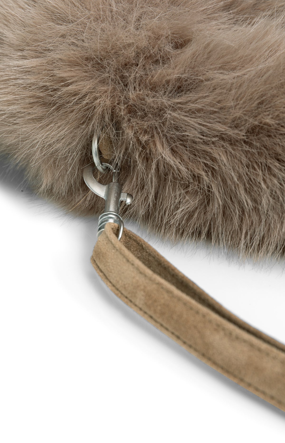 Small round faux fur bag - Otter Brown