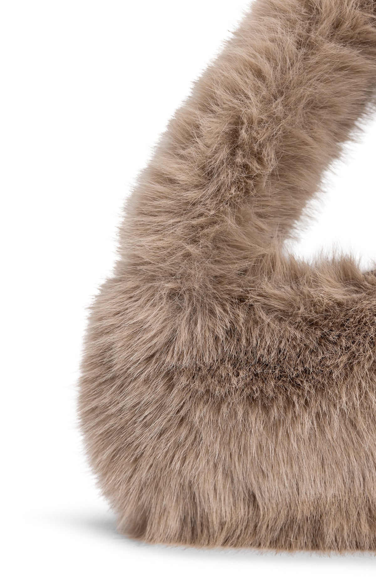 Petit sac rond en fausse fourrure - Otter Brown