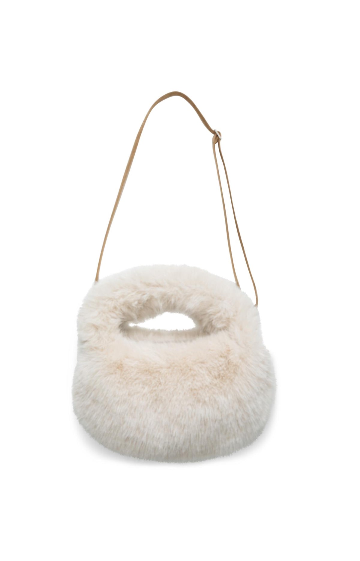 Small round faux fur bag - Pure Cashmere Grey
