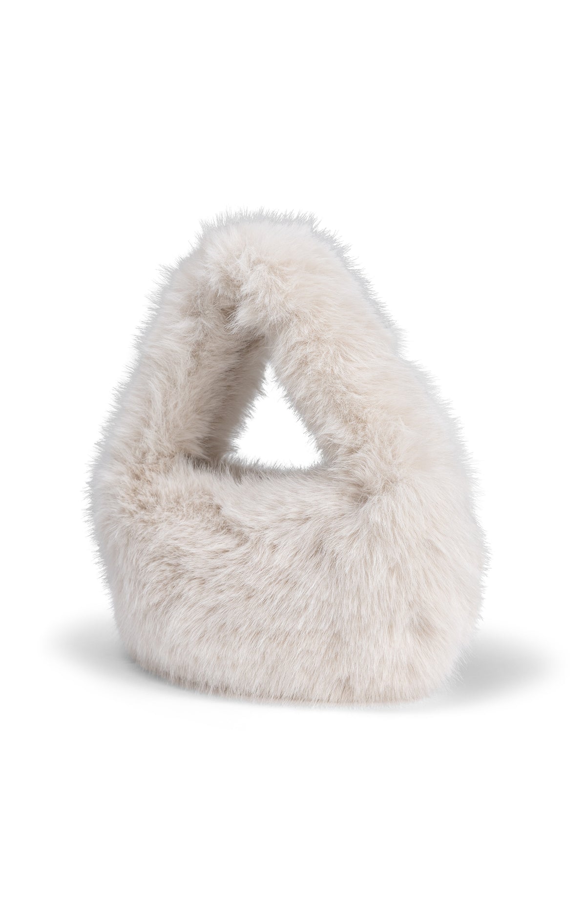 Kleine runde Tasche aus Fellimitat - Pure Cashmere Grey