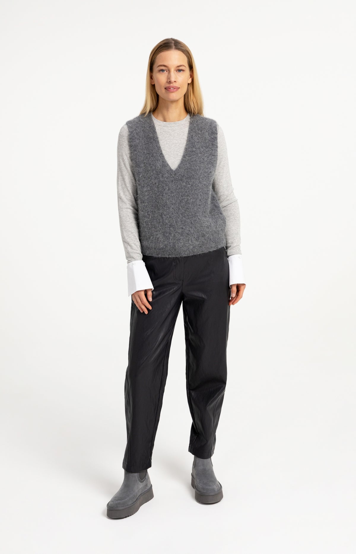 Soft knit spencer with deep V-neck