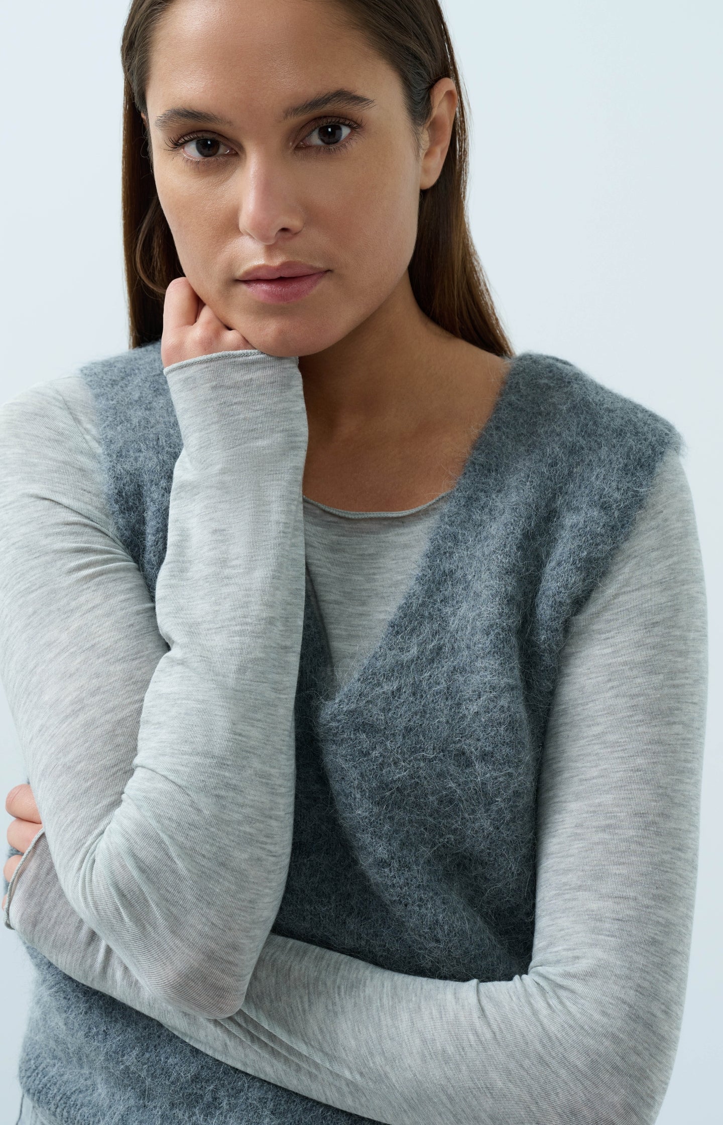Soft knit spencer with deep V-neck
