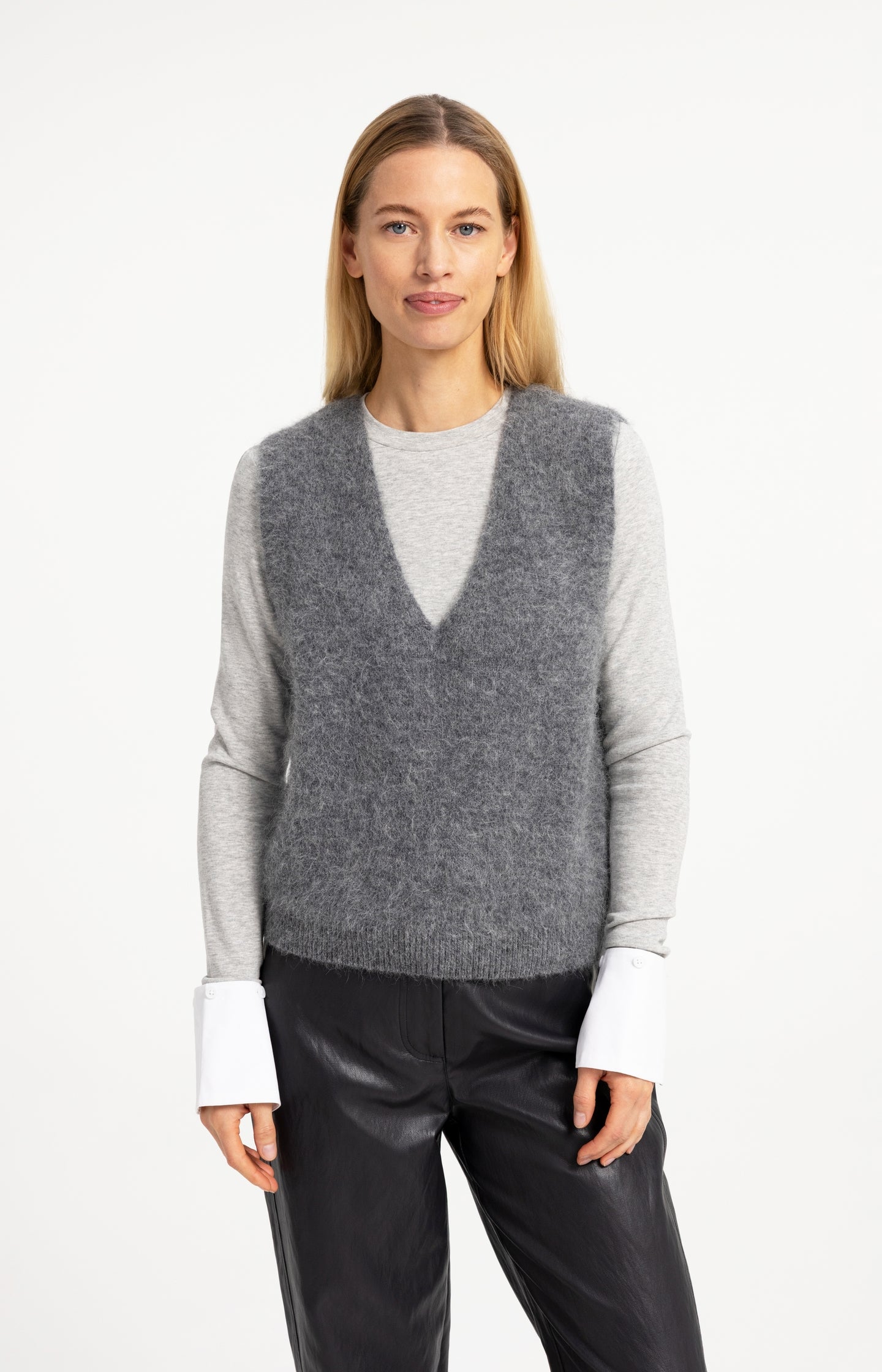 Soft knit spencer with deep V-neck
