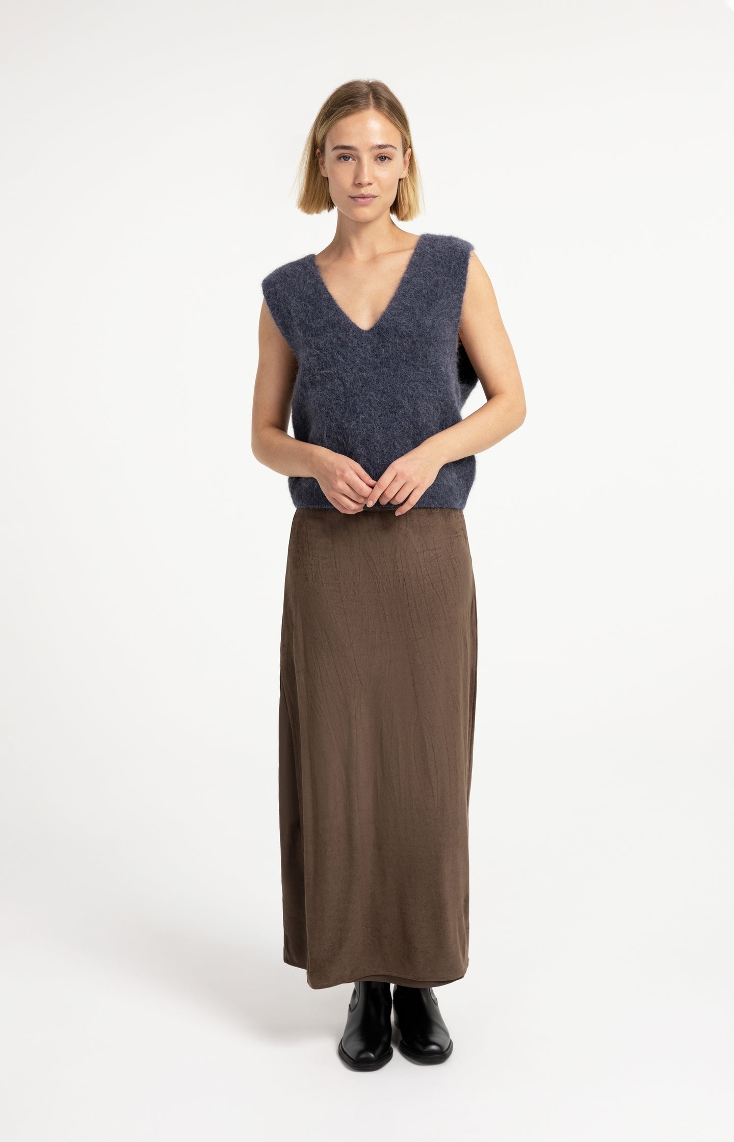 Soft knit spencer with deep V-neck