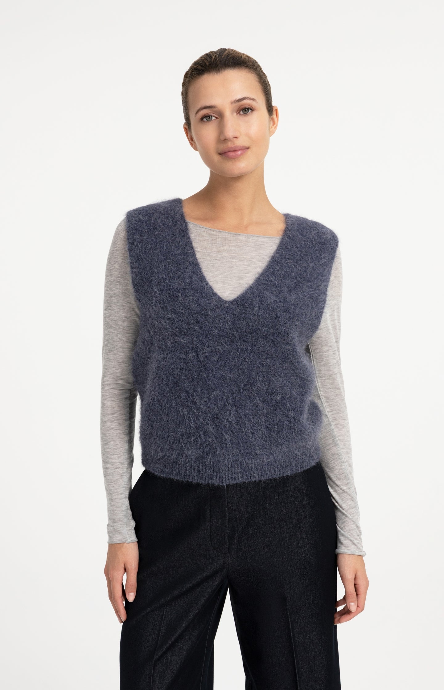 Soft knit spencer with deep V-neck