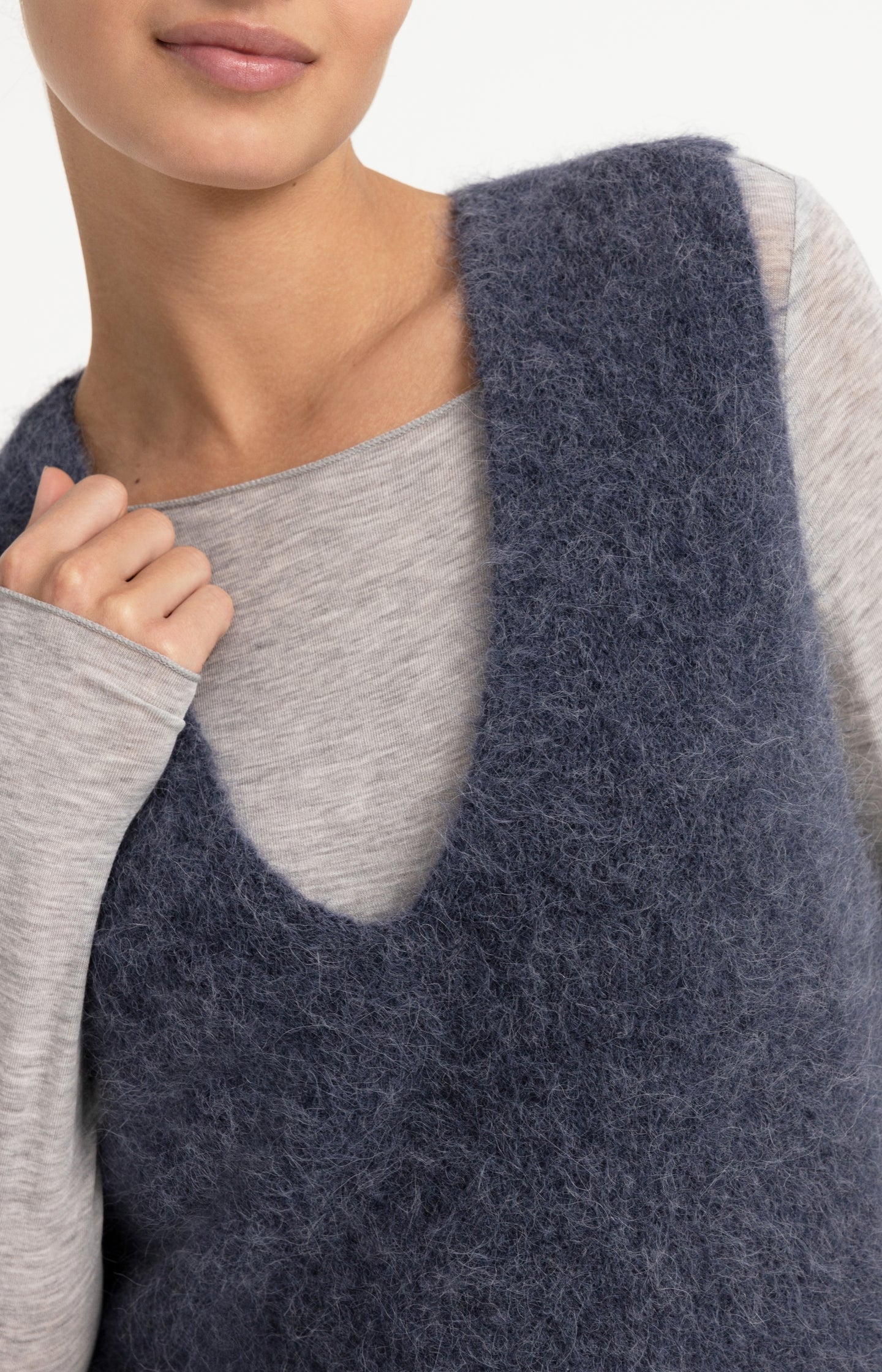 Soft knit spencer with deep V-neck