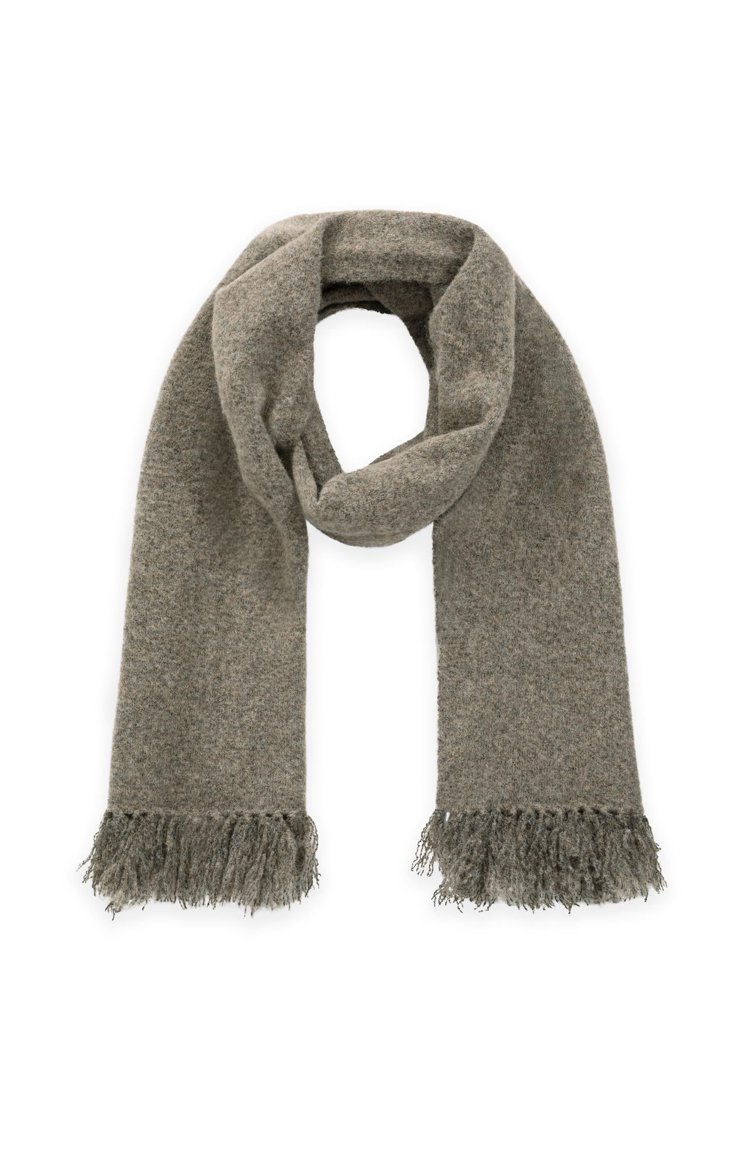 Soft knitted scarf with fringed edges