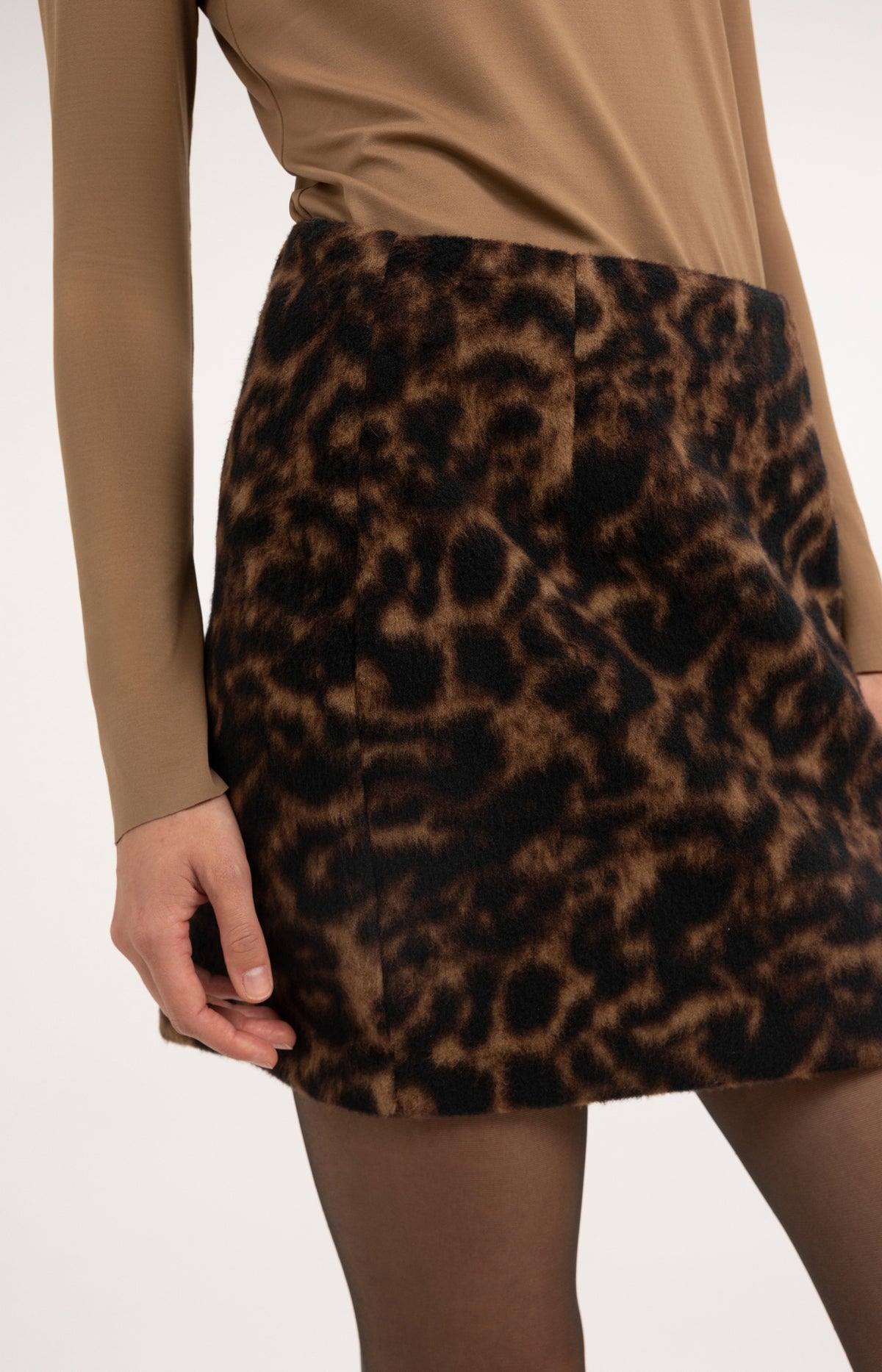 Zachte minirok met luipaarddessin - Cocoa Brown Dessin