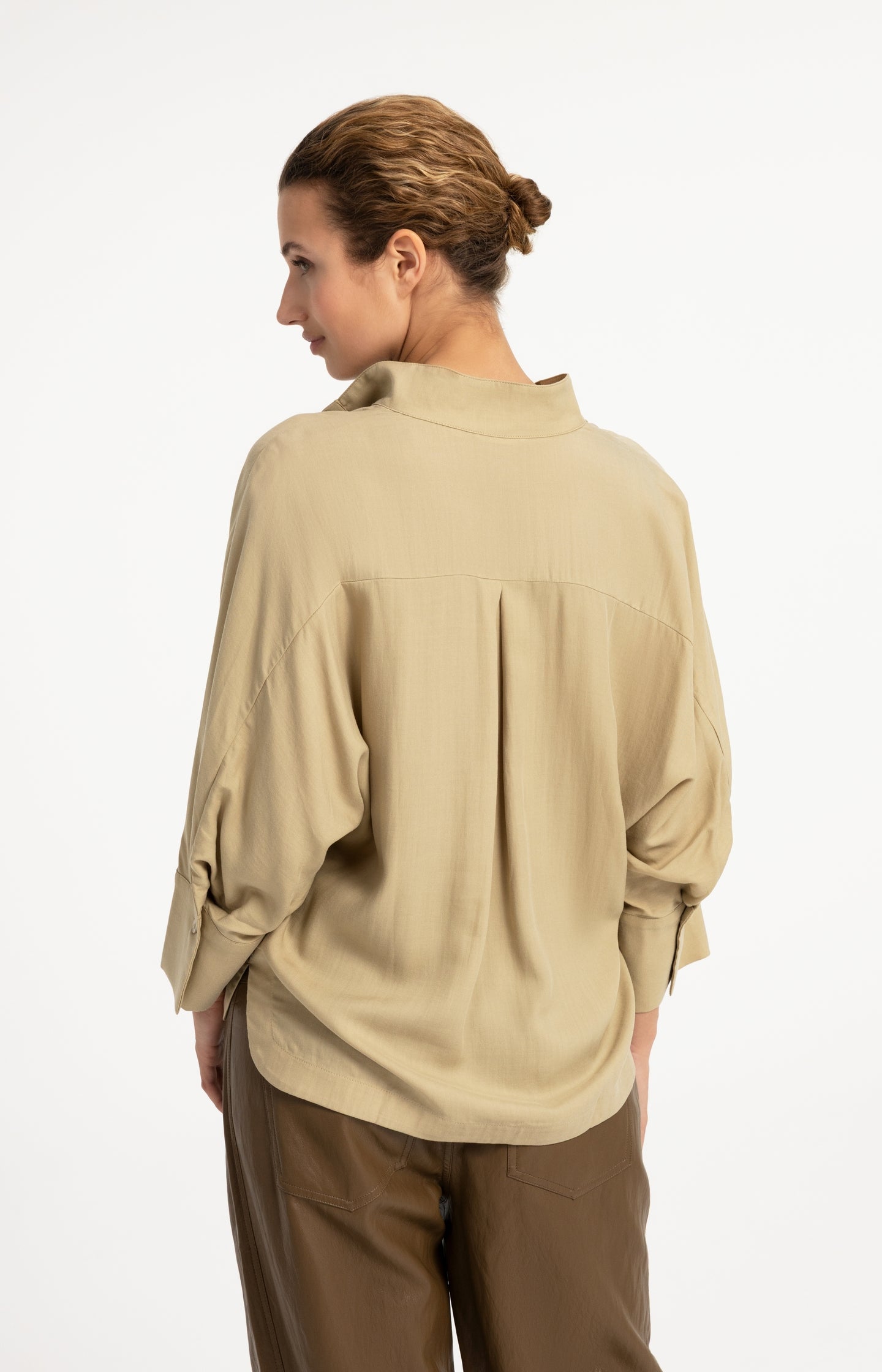 Soft oversized blouse with polo collar