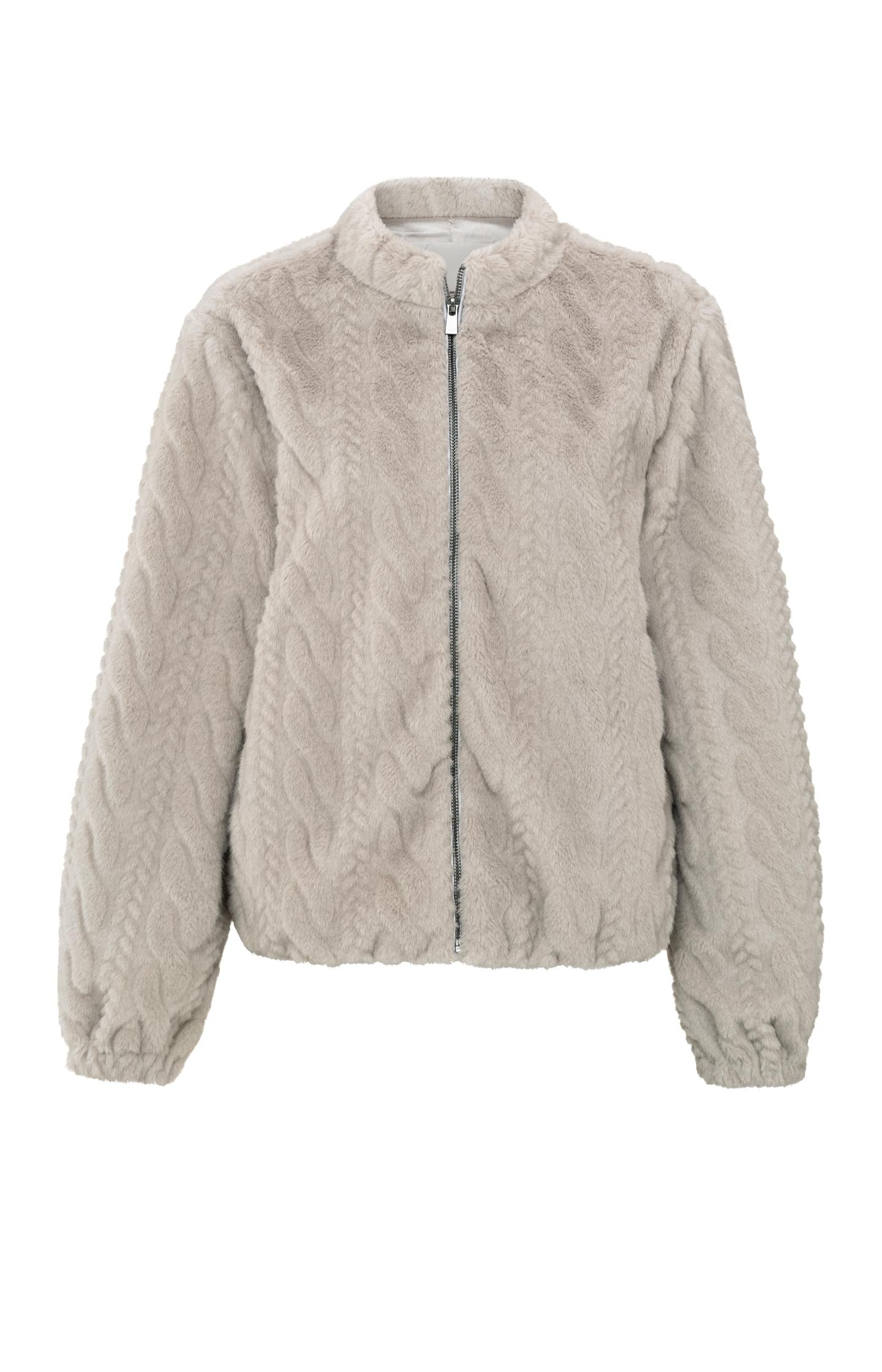 Soft short faux fur coat with cable pattern - Type: product