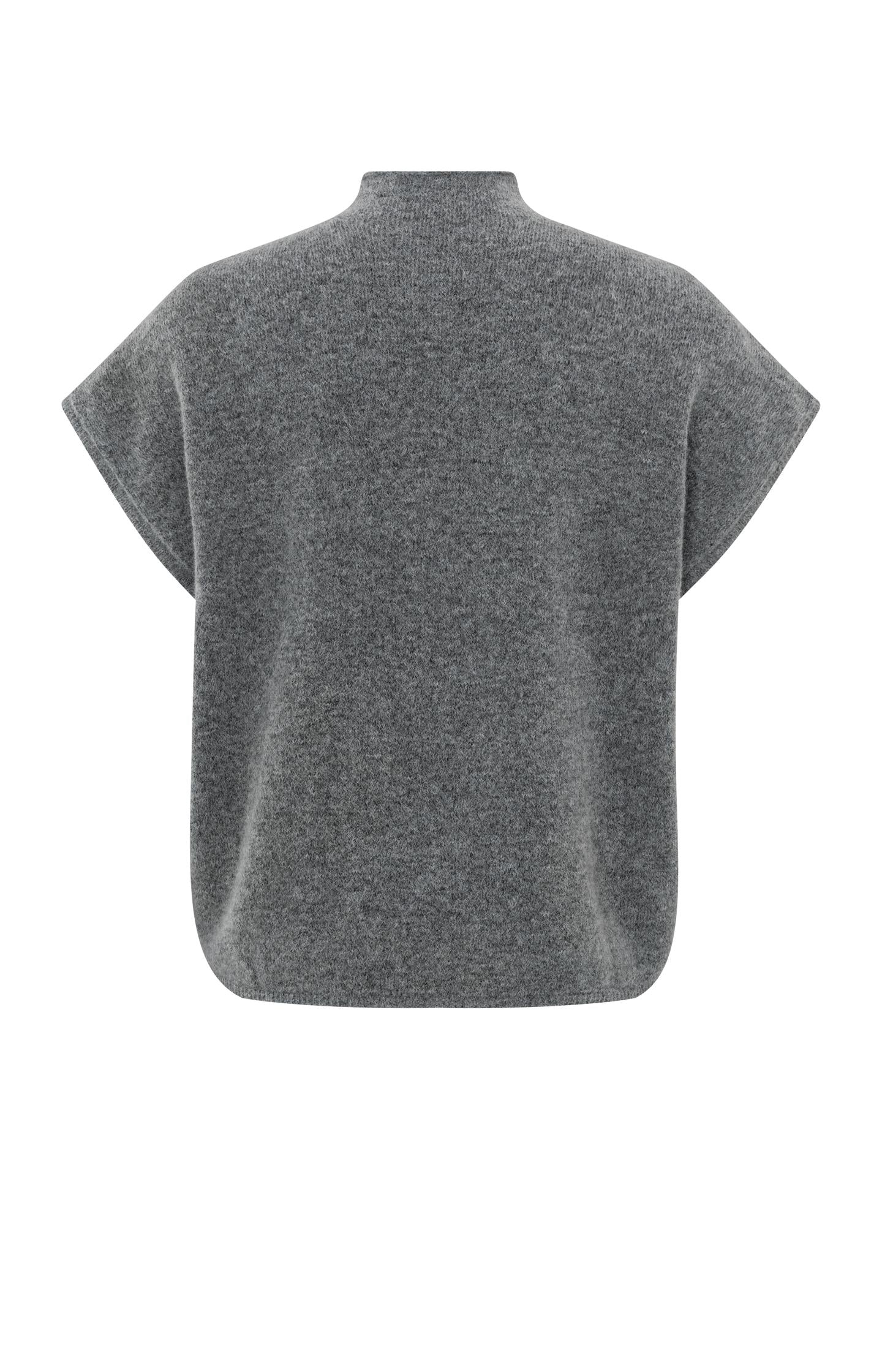 Soft sleeveless sweater with high neck and loose fit