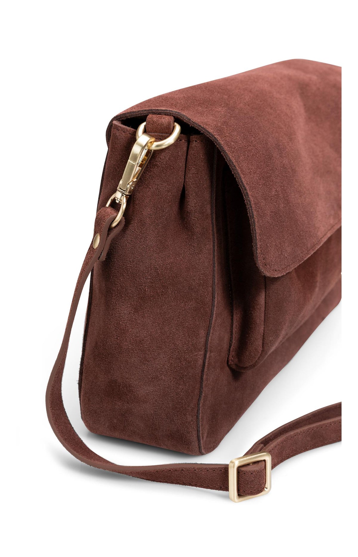 Soft suede shoulder bag with detachable strap - Red