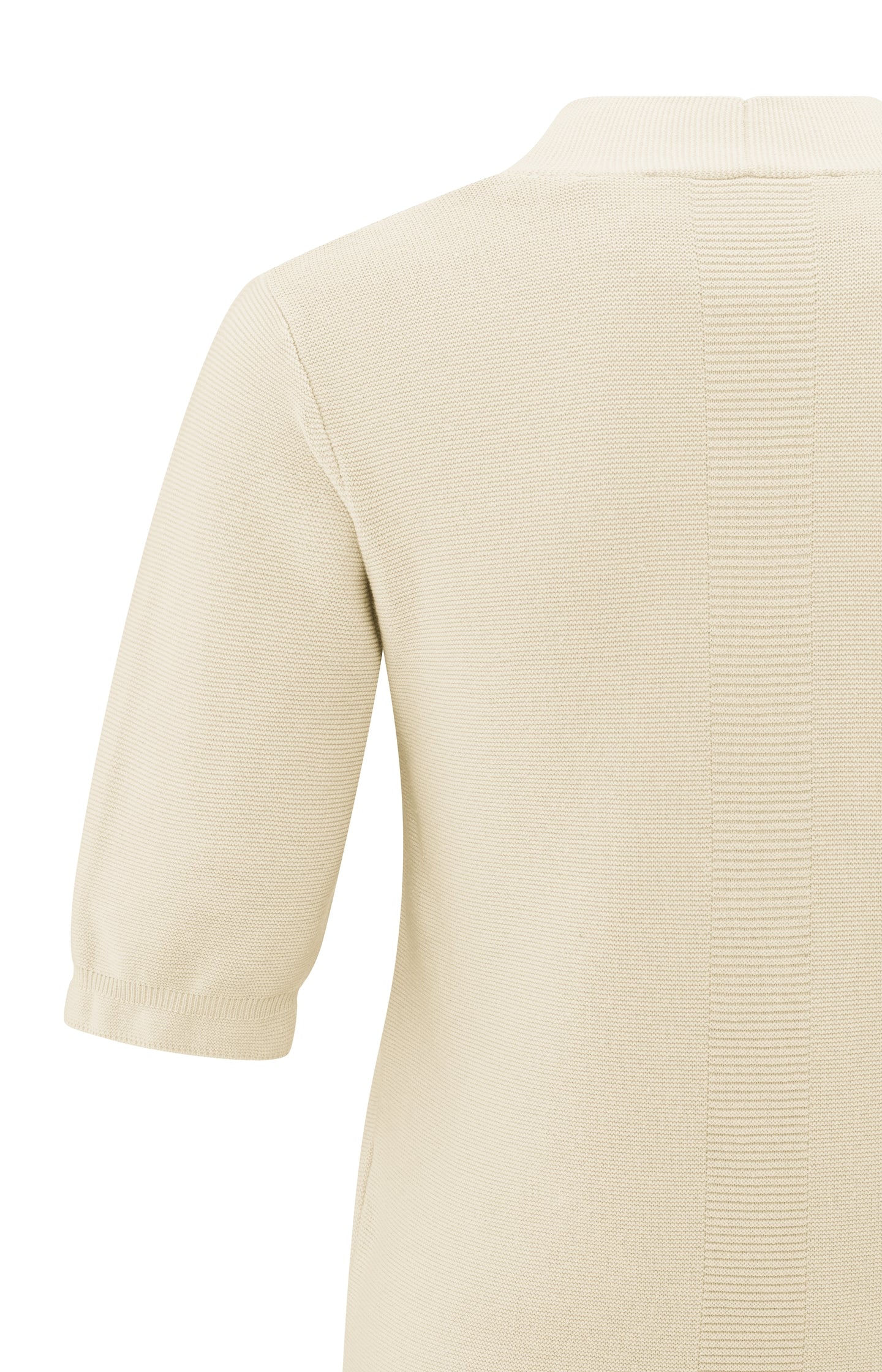 Beige zachte trui met diepe V-hals en korte mouwen – YAYA