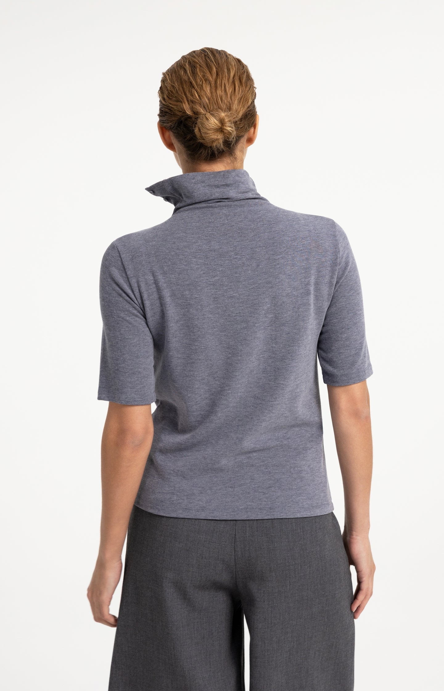 Soft top with high neck and button details