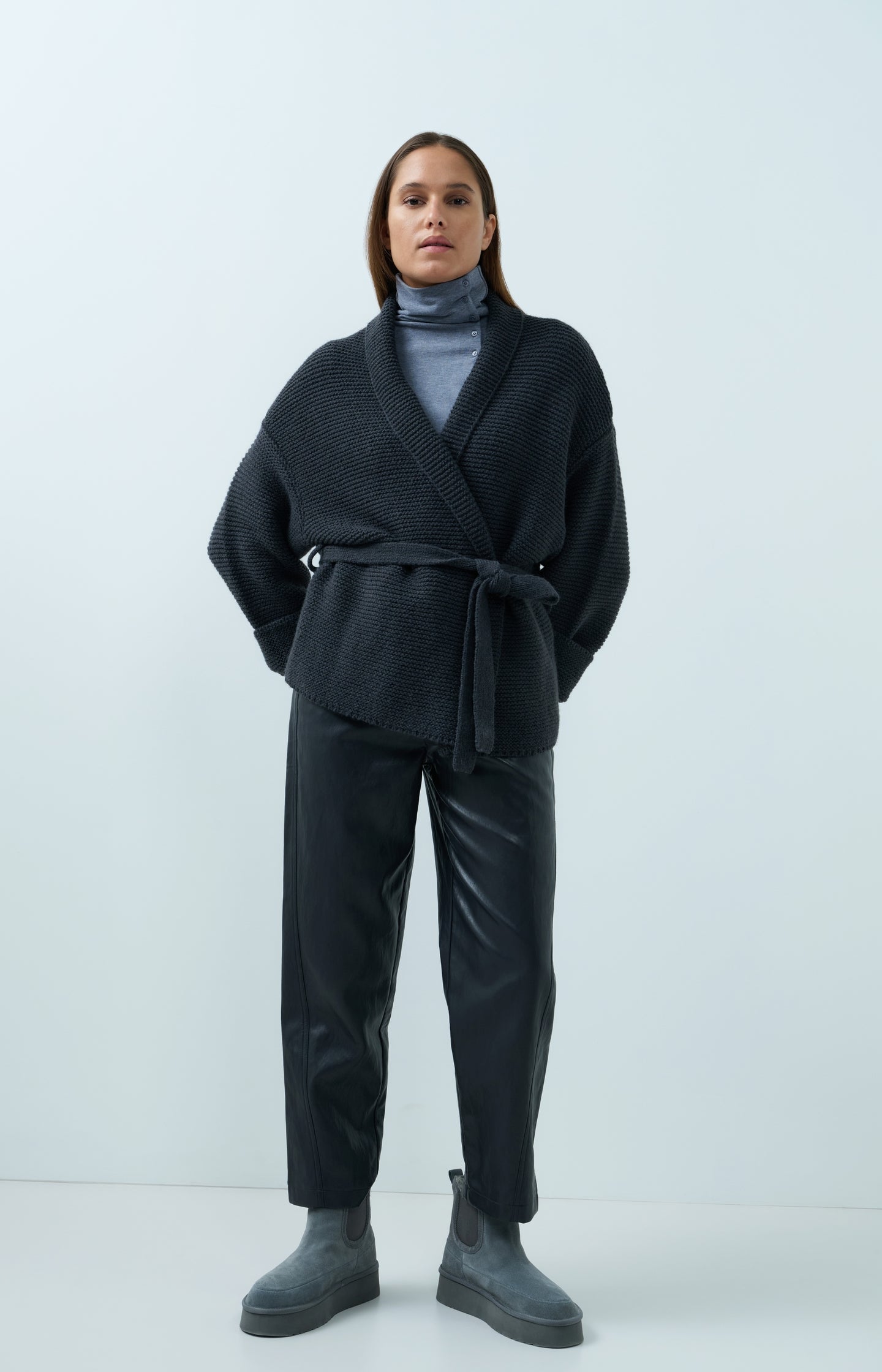 Soft top with high neck and button details
