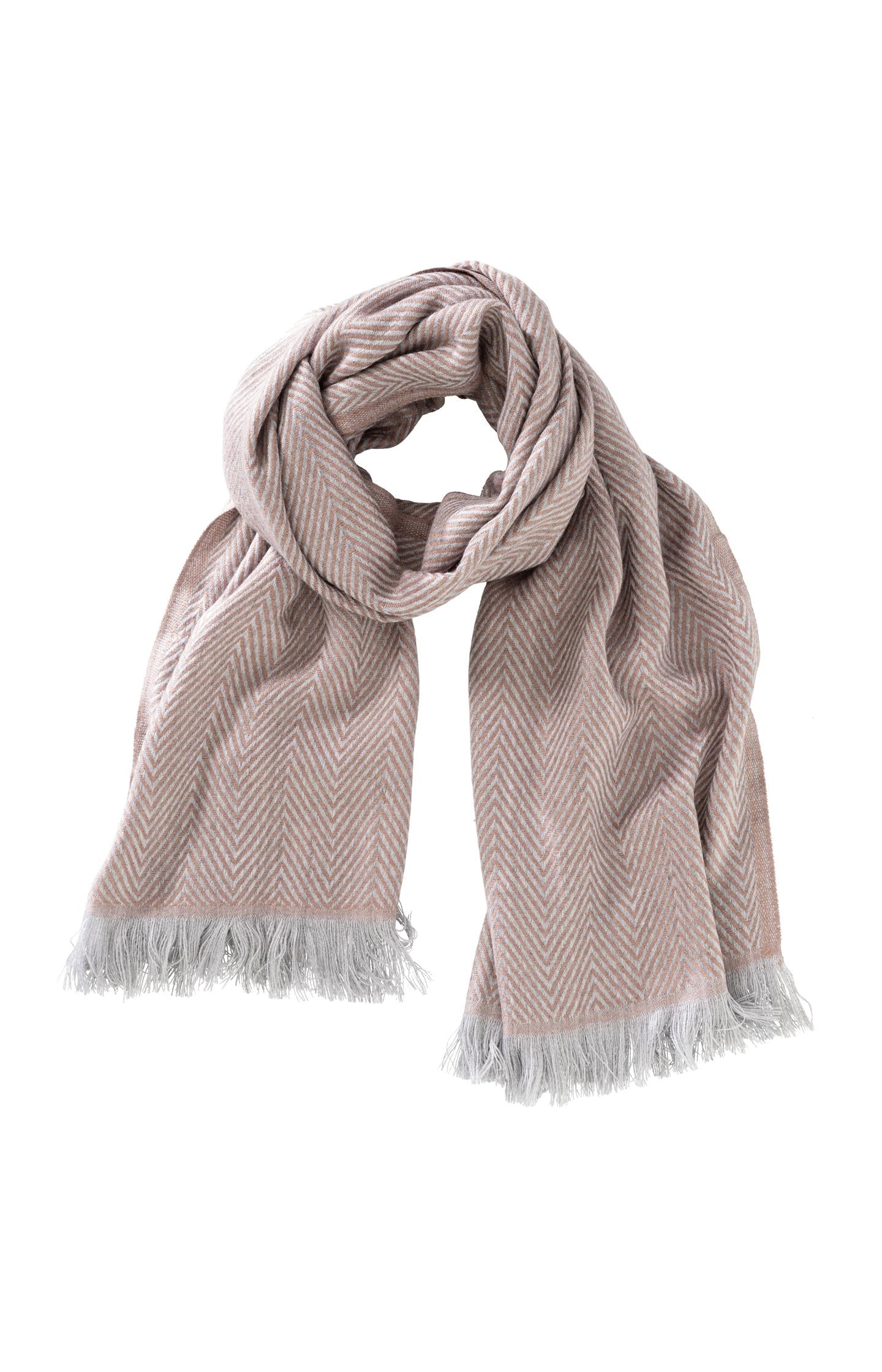 Soft woven scarf with zigzag pattern and fringes - Type: product