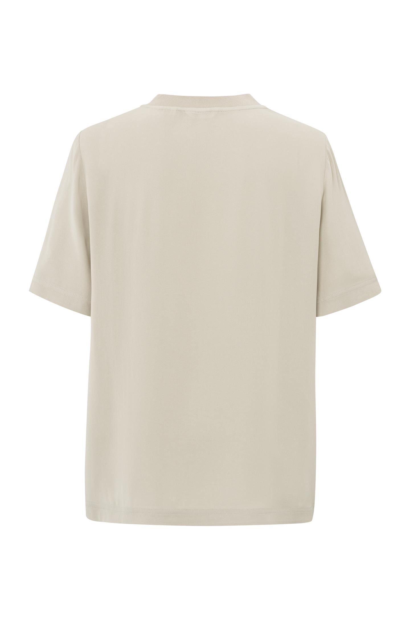 Soft woven T-shirt with round neck and short sleeves