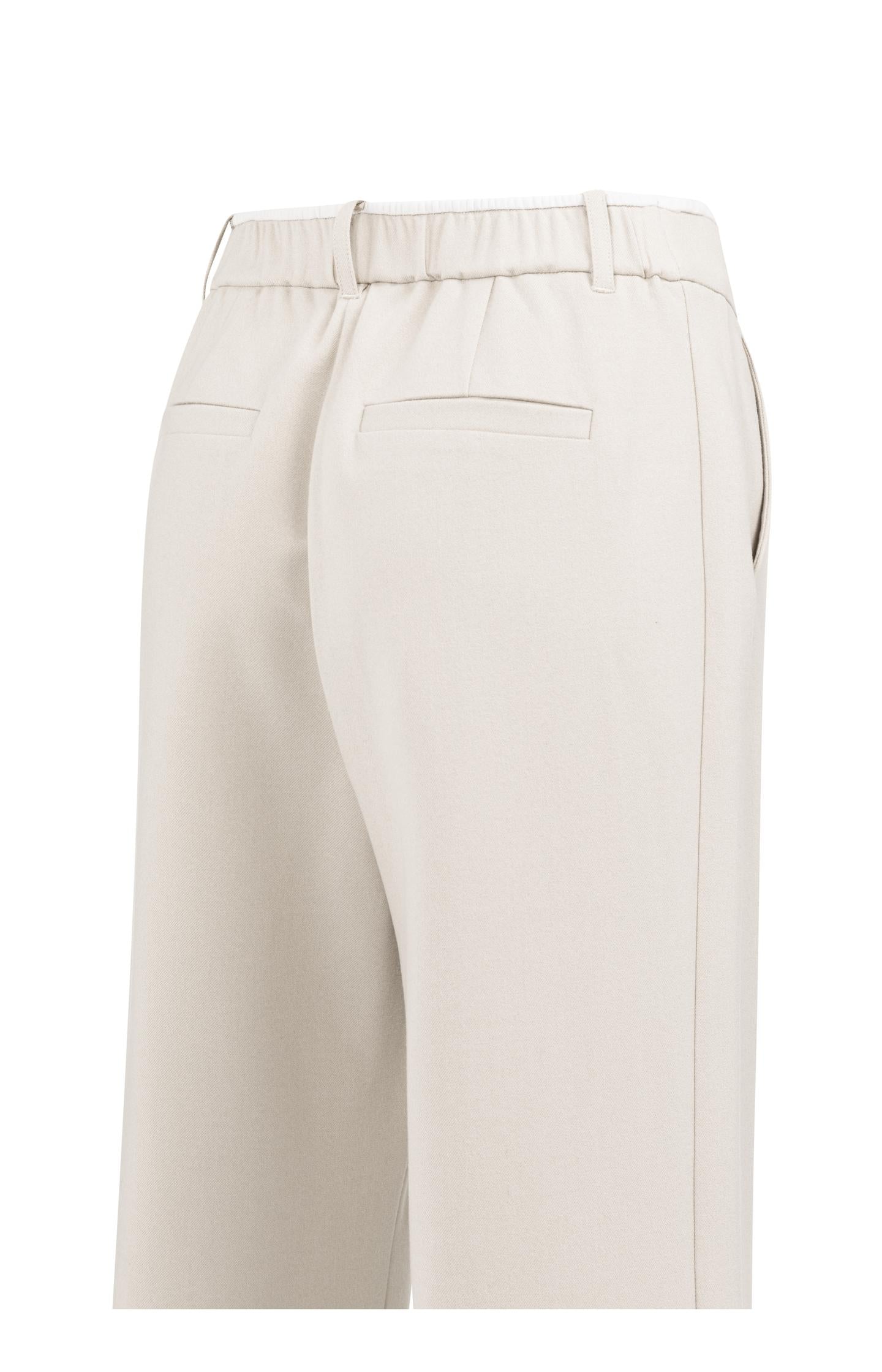 Soft woven trousers with wide legs and elastic hem