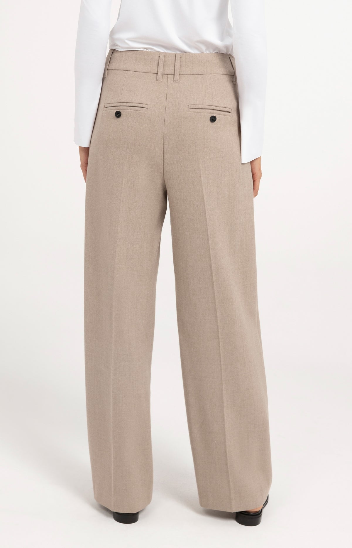 Soft woven trousers with wide legs - Beige Melange