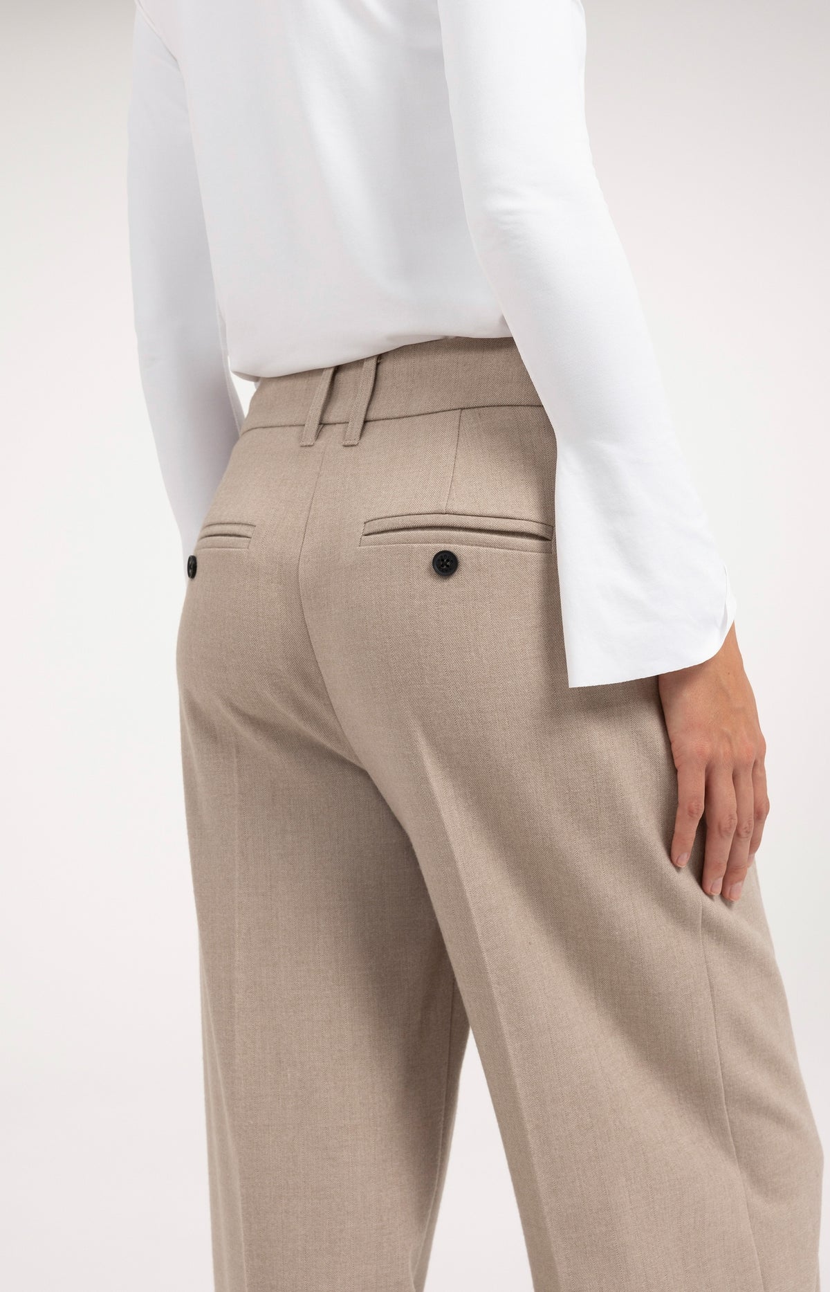 Soft woven trousers with wide legs - Beige Melange