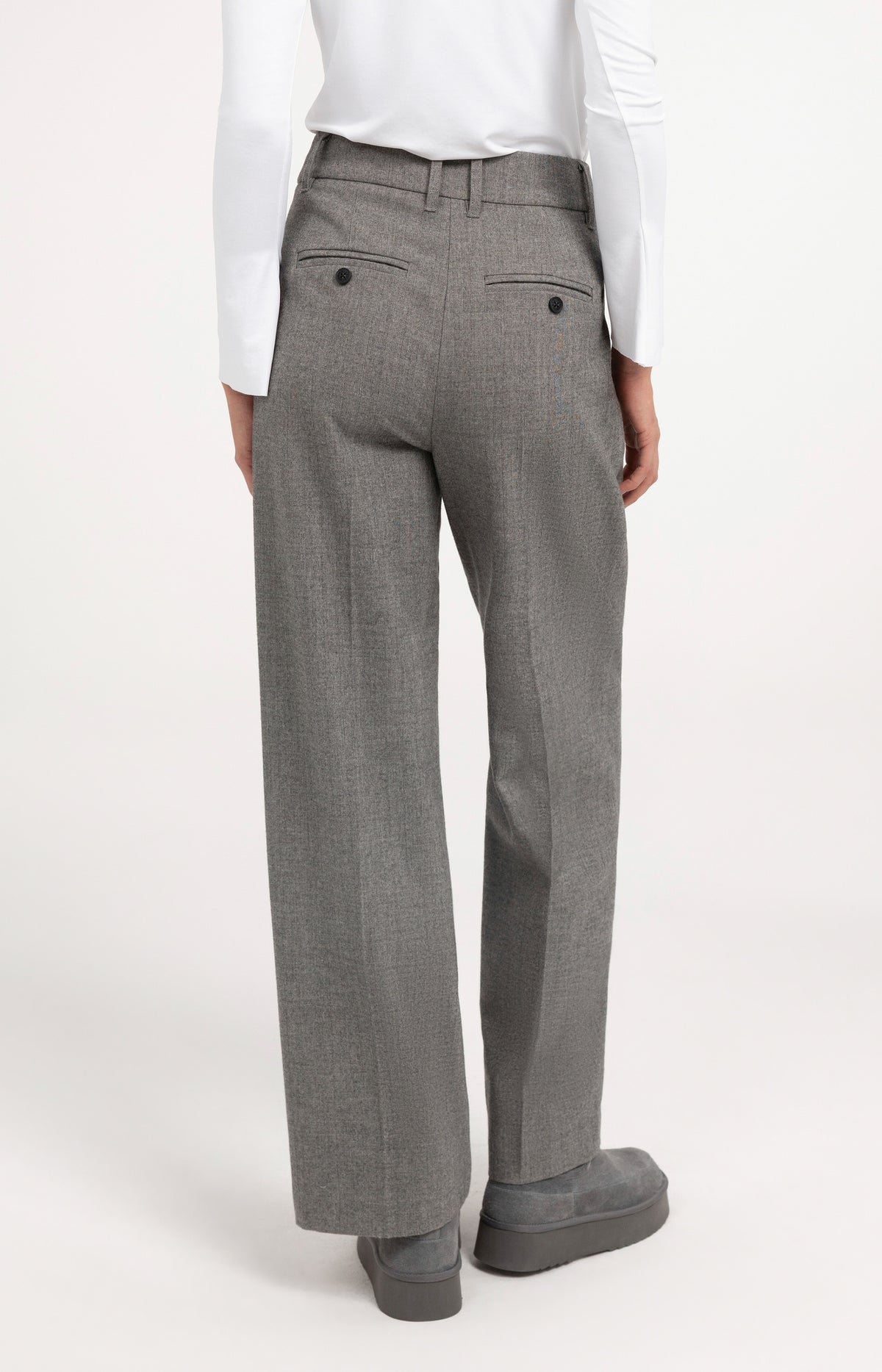 Soft woven trousers with wide legs - Medium Grey Melange