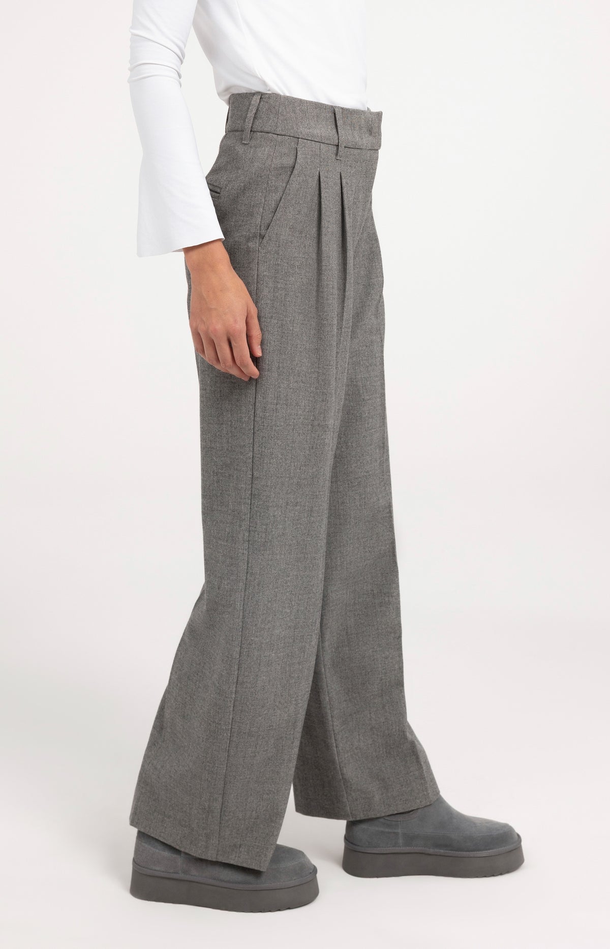 Pantalon souple, coupe large - Medium Grey Melange