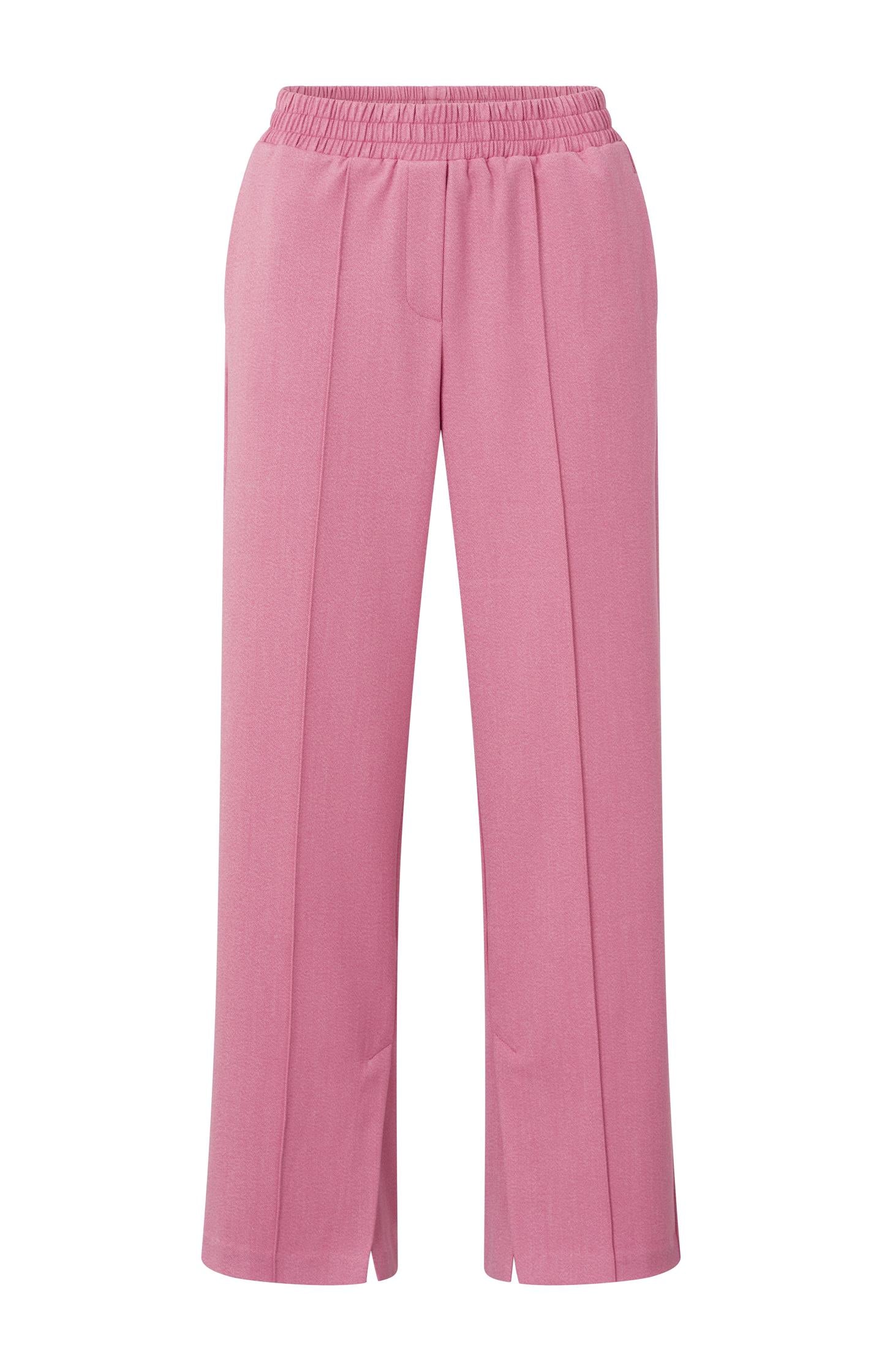 Soft woven wide leg trousers with elastic waist and slits