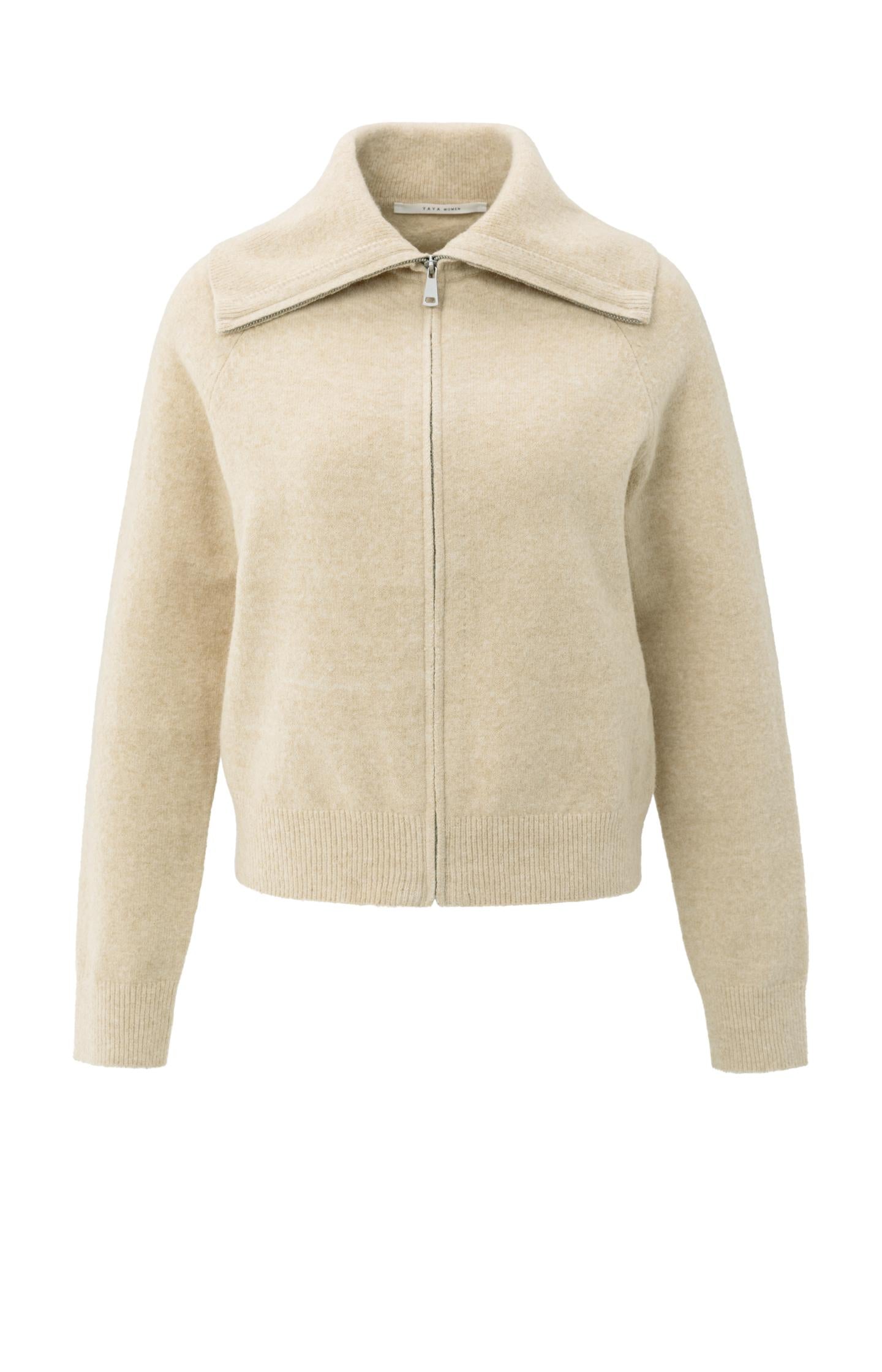 Soft zip-up cardigan with wide collar - Type: product
